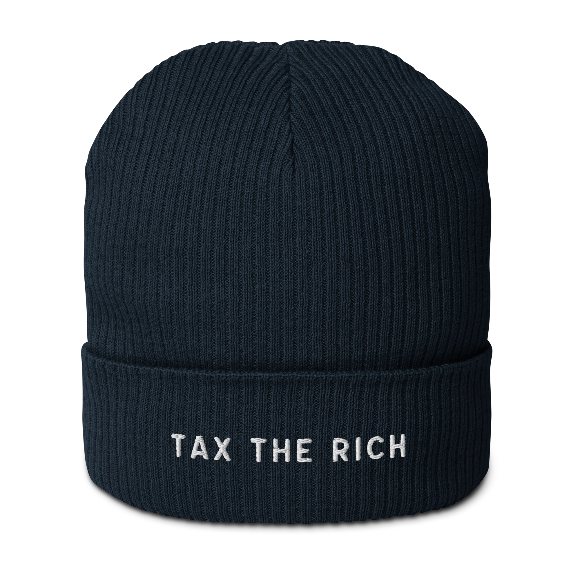 Tax The Rich Embroidered Organic Ribbed Beanie - Image 4