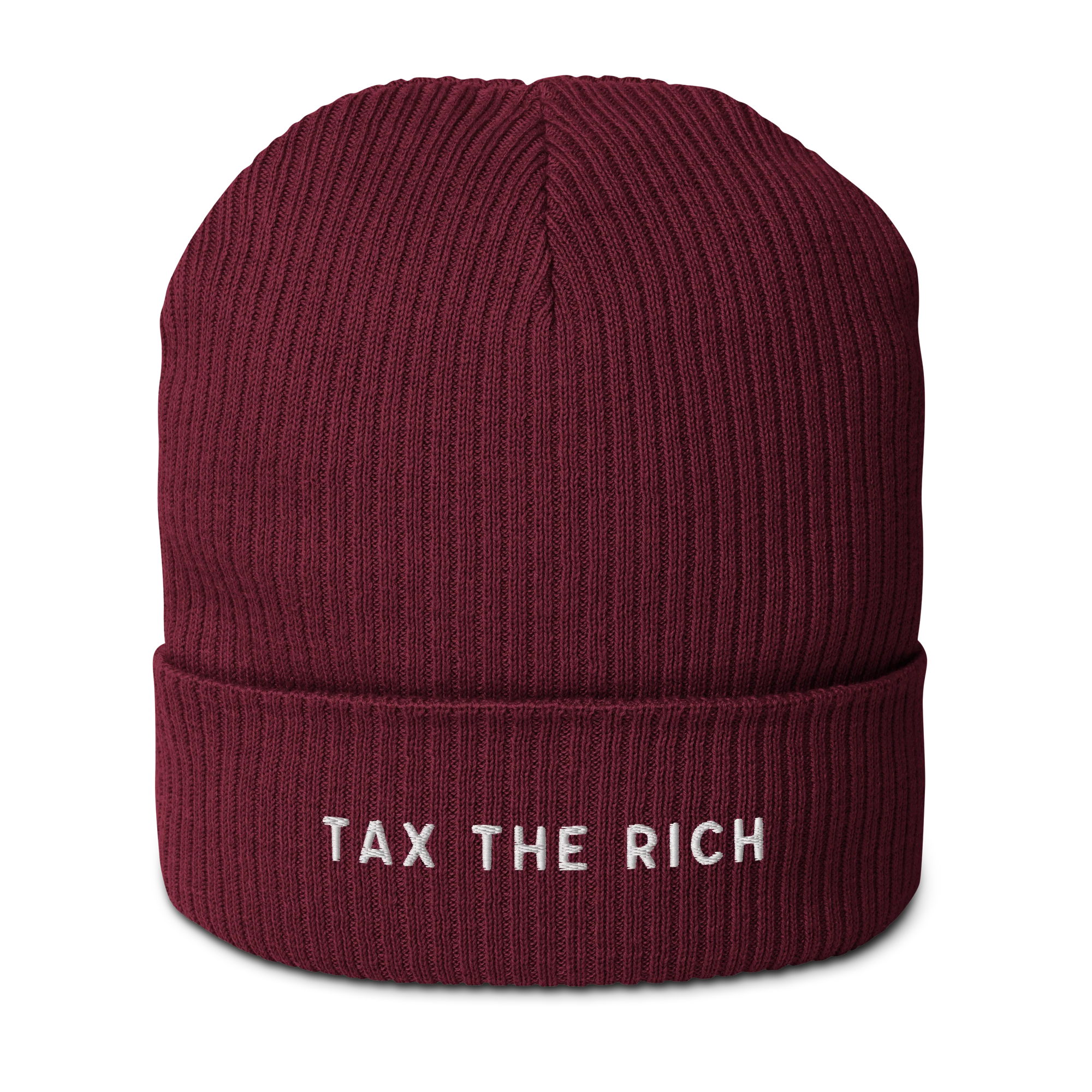 Tax The Rich Embroidered Organic Ribbed Beanie - Image 6
