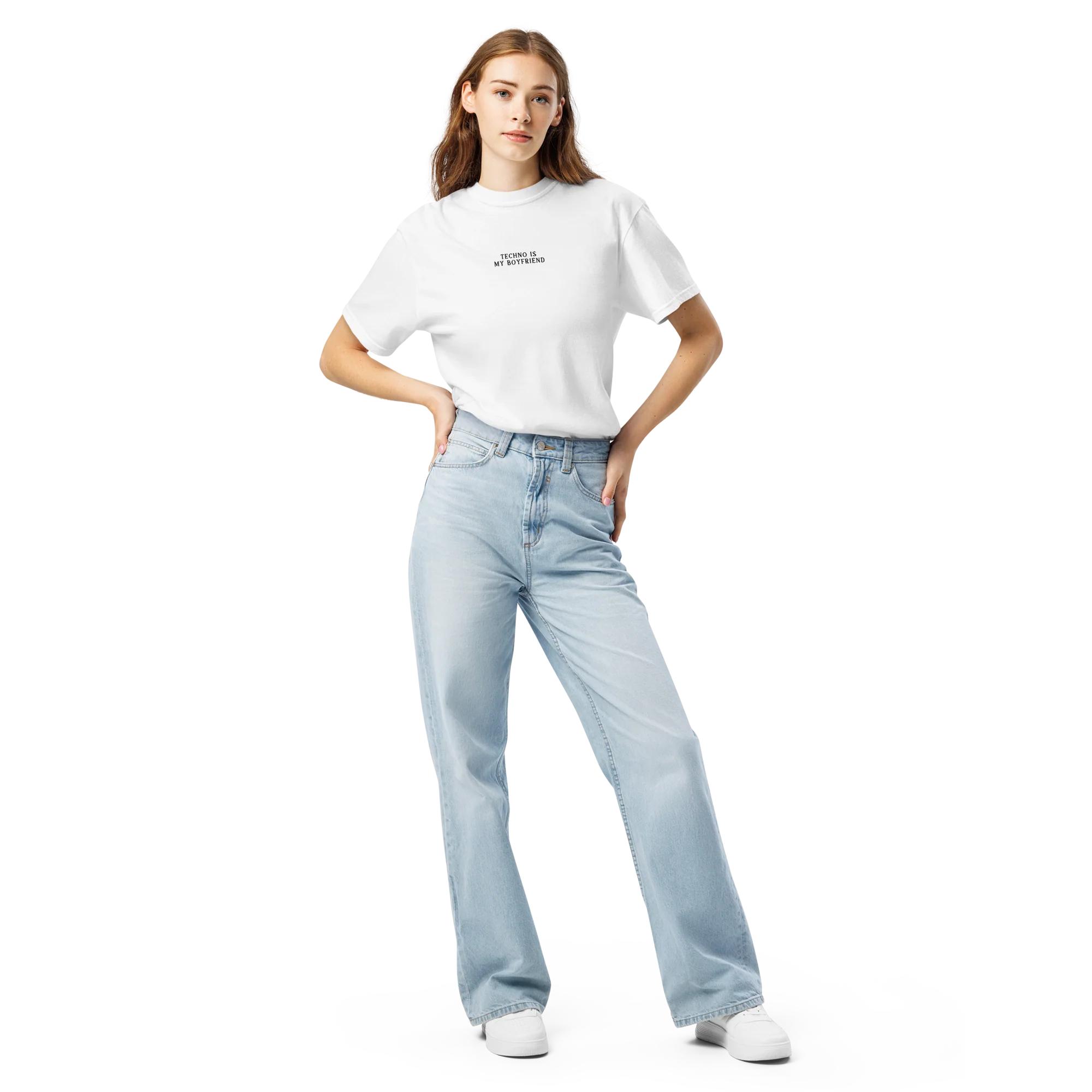 Techno is My Boyfriend Embroidered Classic T-Shirt - Image 7