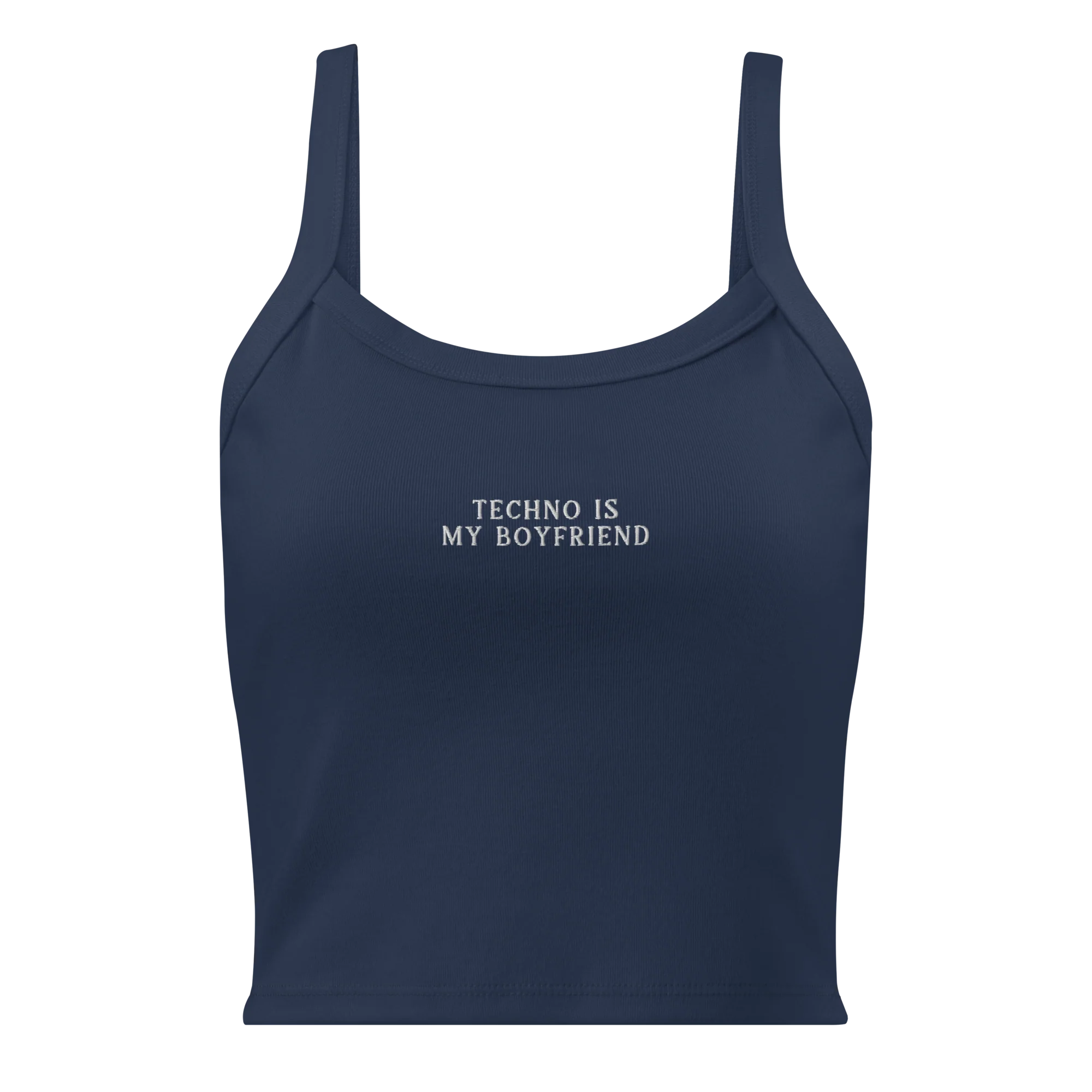 Techno is My Boyfriend Rib Embroidered Tank Top - Image 6