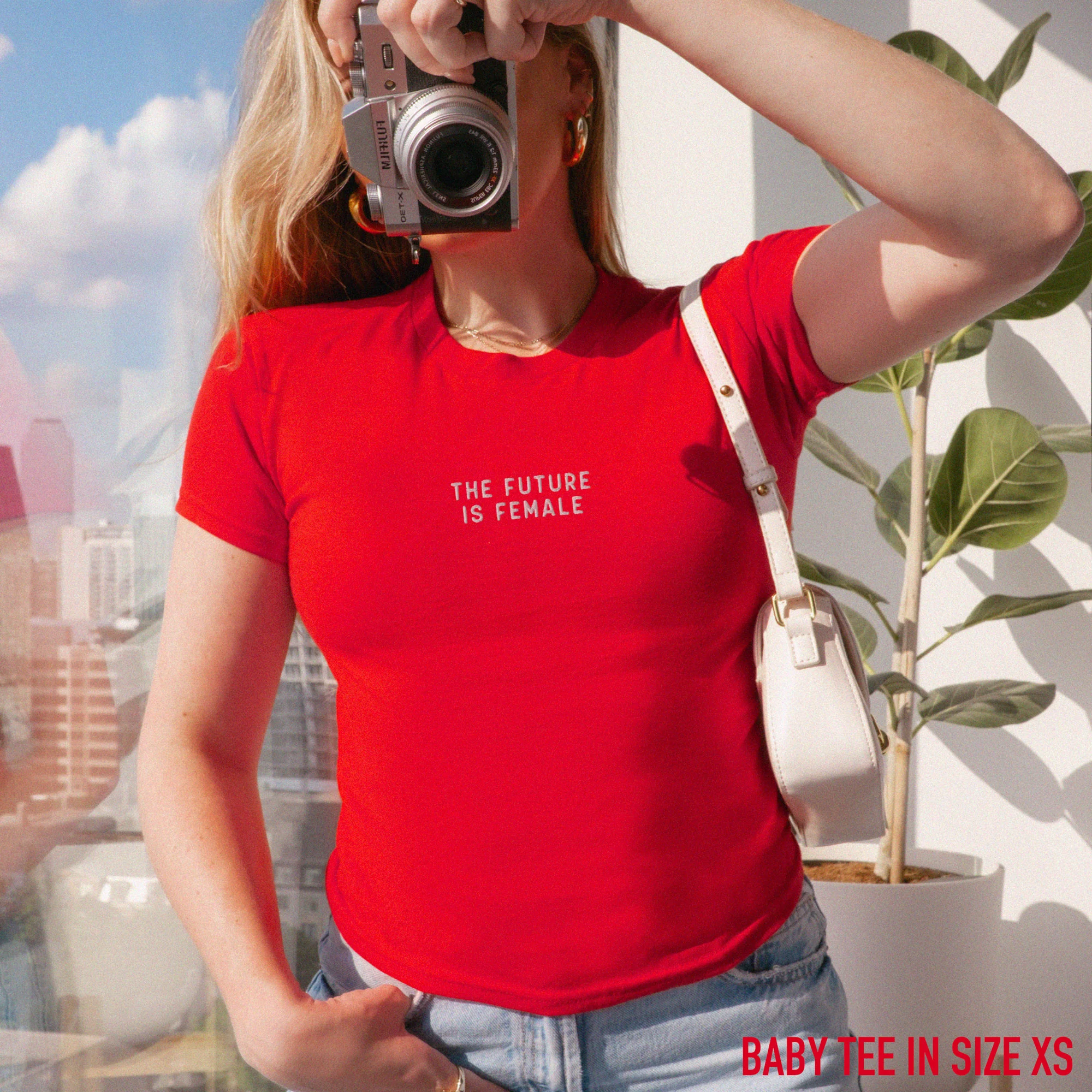 The Future Is Female Embroidered Baby Tee - Image 2