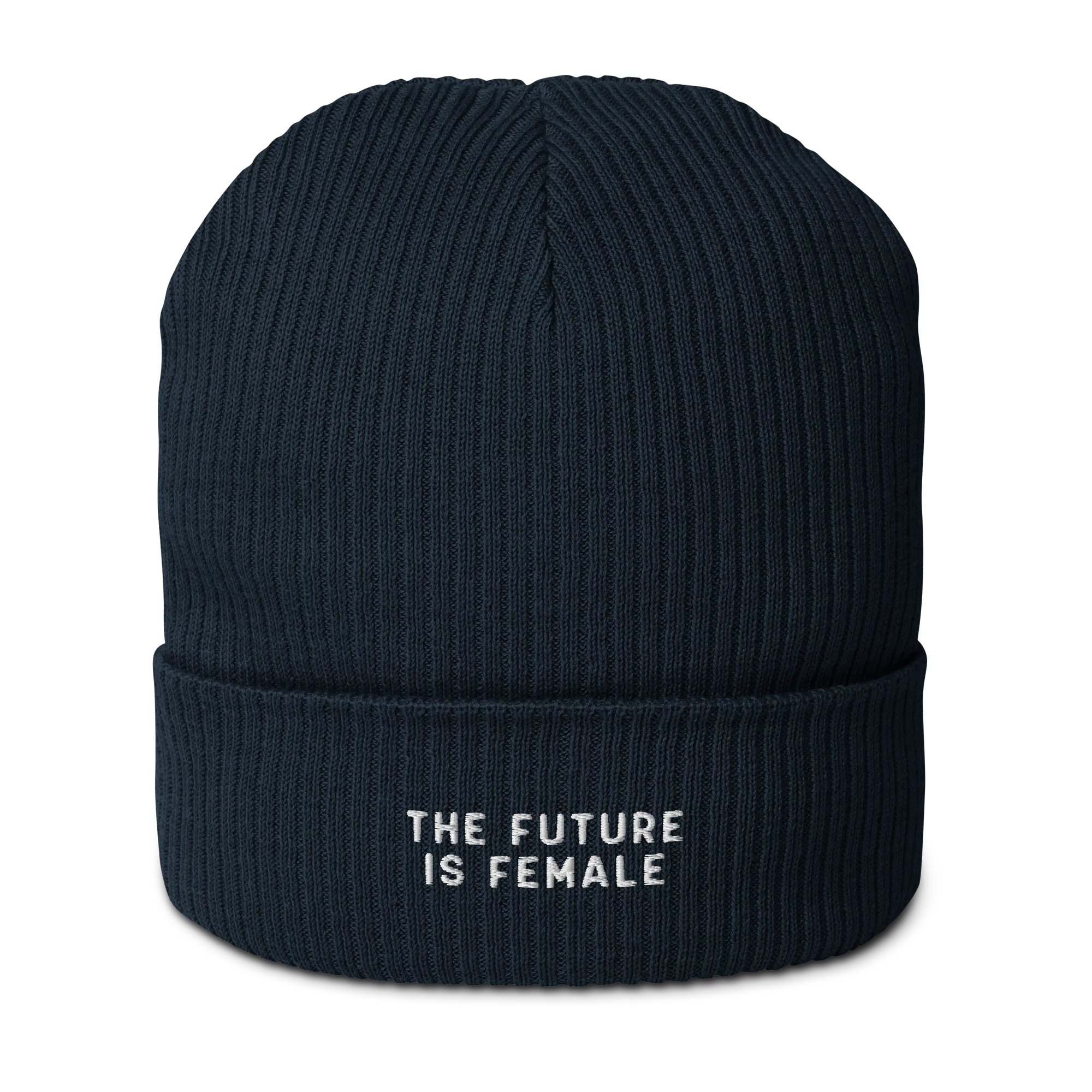 The Future Is Female Embroidered Organic Ribbed Beanie - Image 4