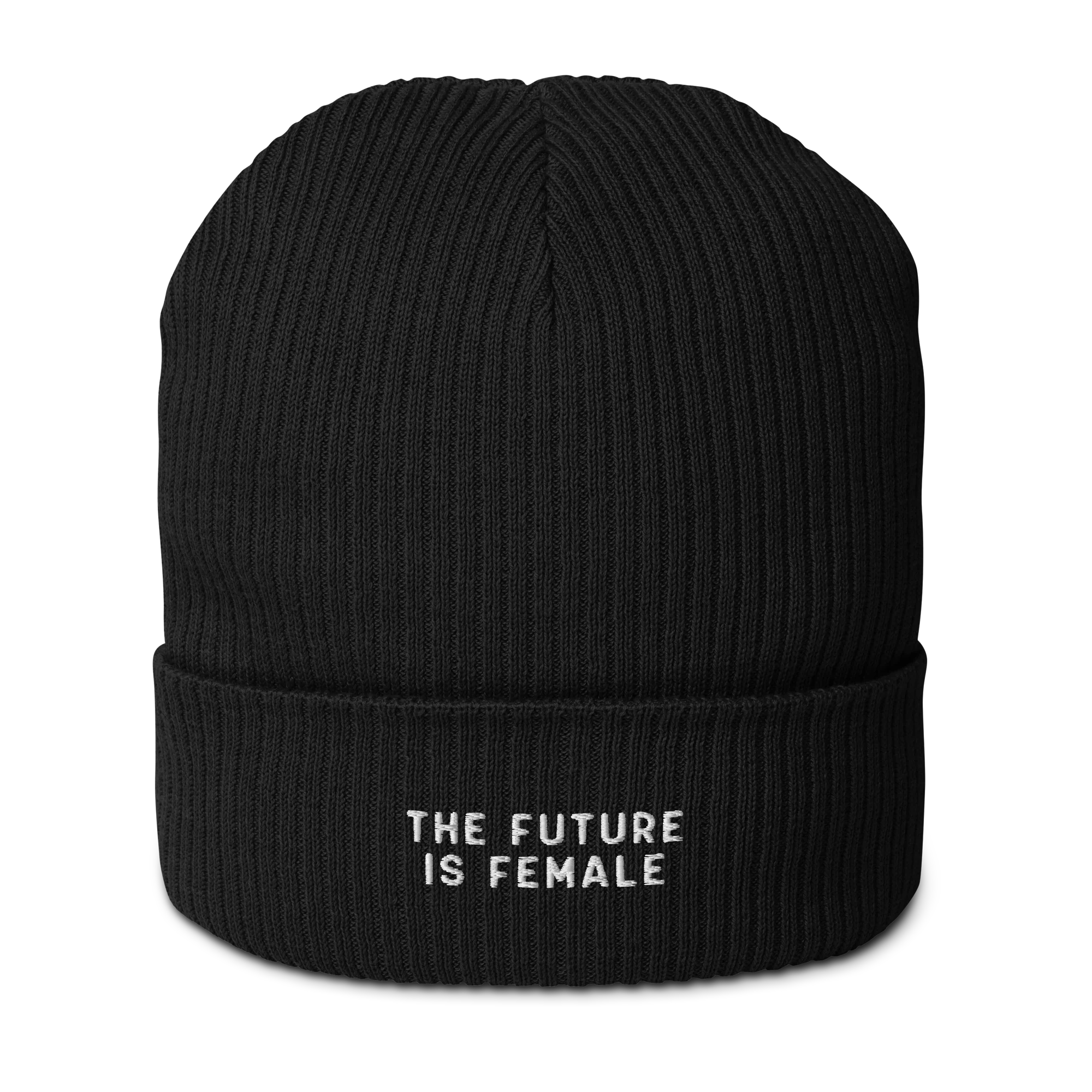 The Future Is Female Embroidered Organic Ribbed Beanie - Image 9