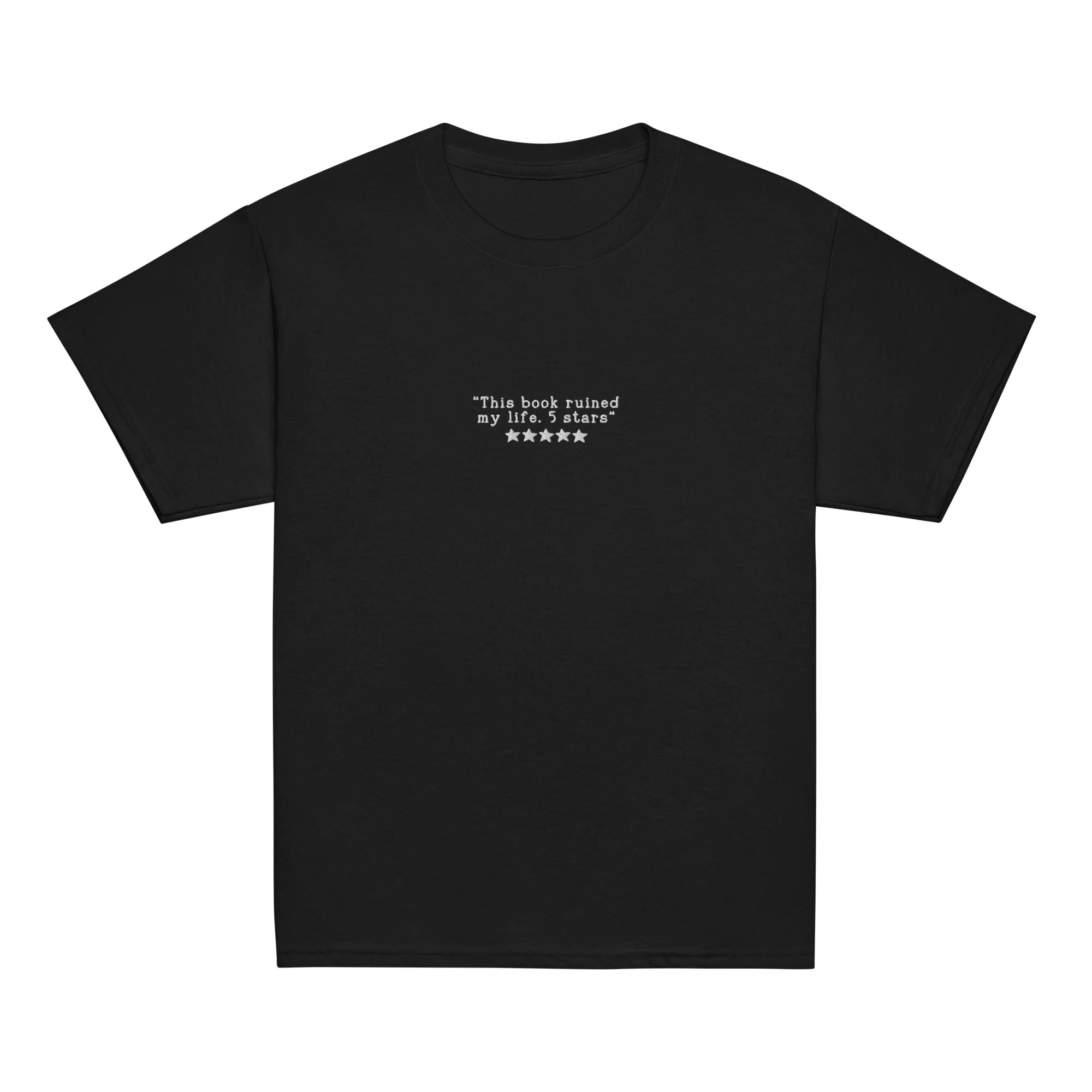 This Book Ruined My Life 5 Stars Embroidered Baby Tee - Image 5
