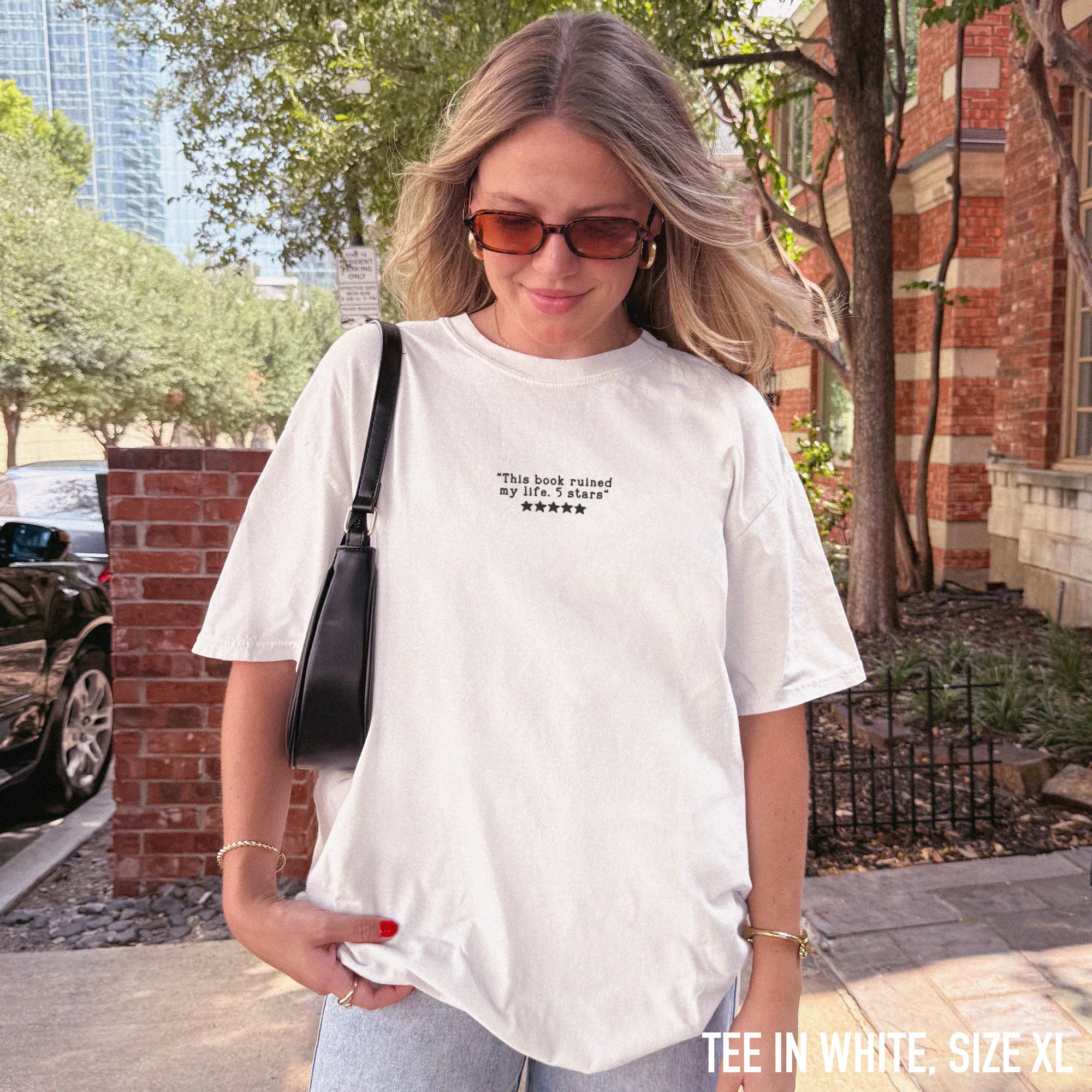 This Book Ruined My Life 5 Stars Embroidered Classic T-Shirt - Image 7