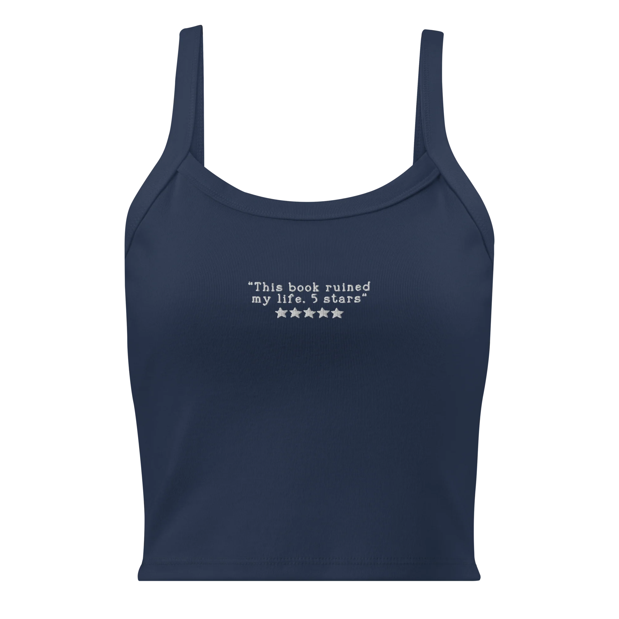 This Book Ruined My Life 5 Stars Rib Embroidered Tank Top - Image 7