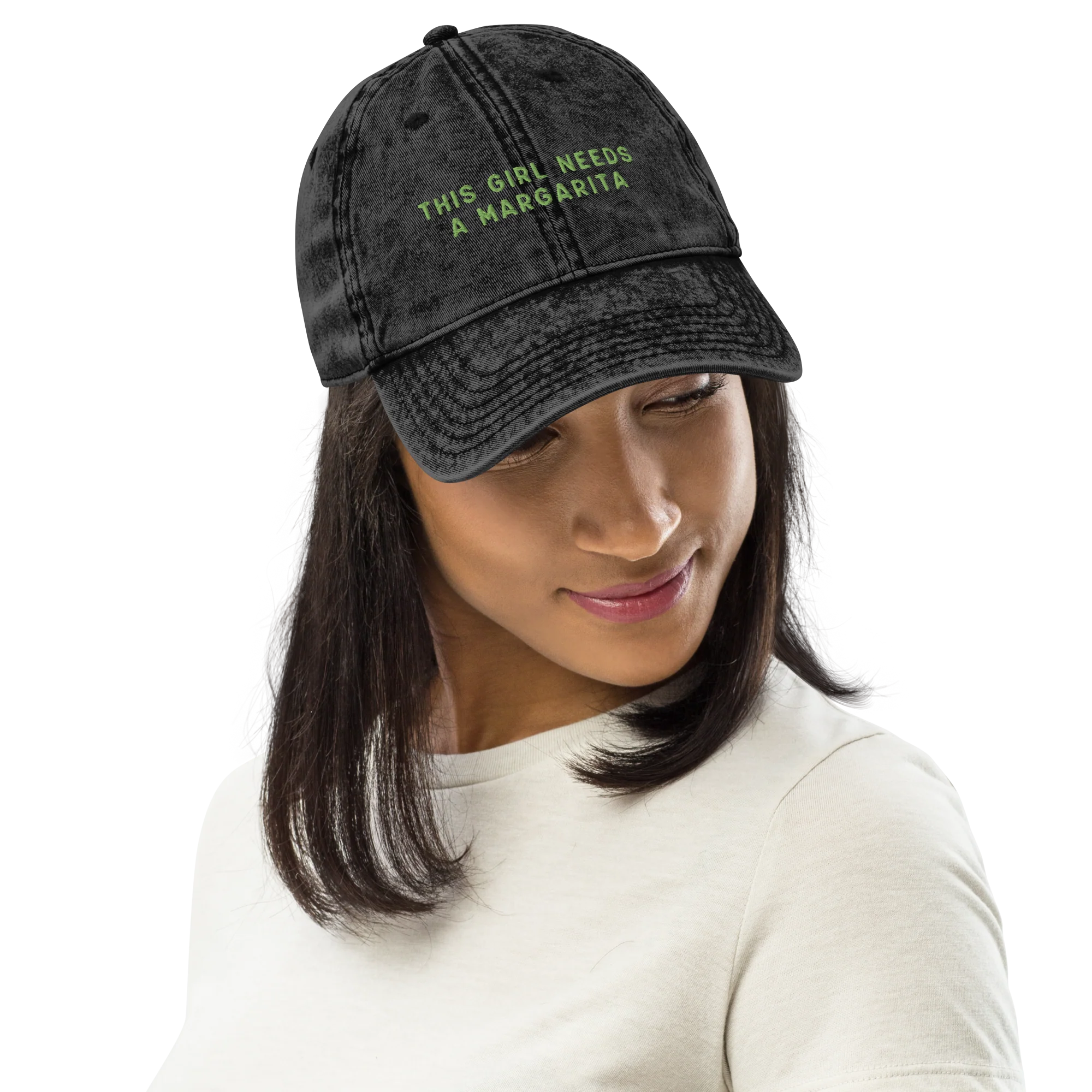This Girl Needs A Margarita Embroidered Vintage Cap - Image 2