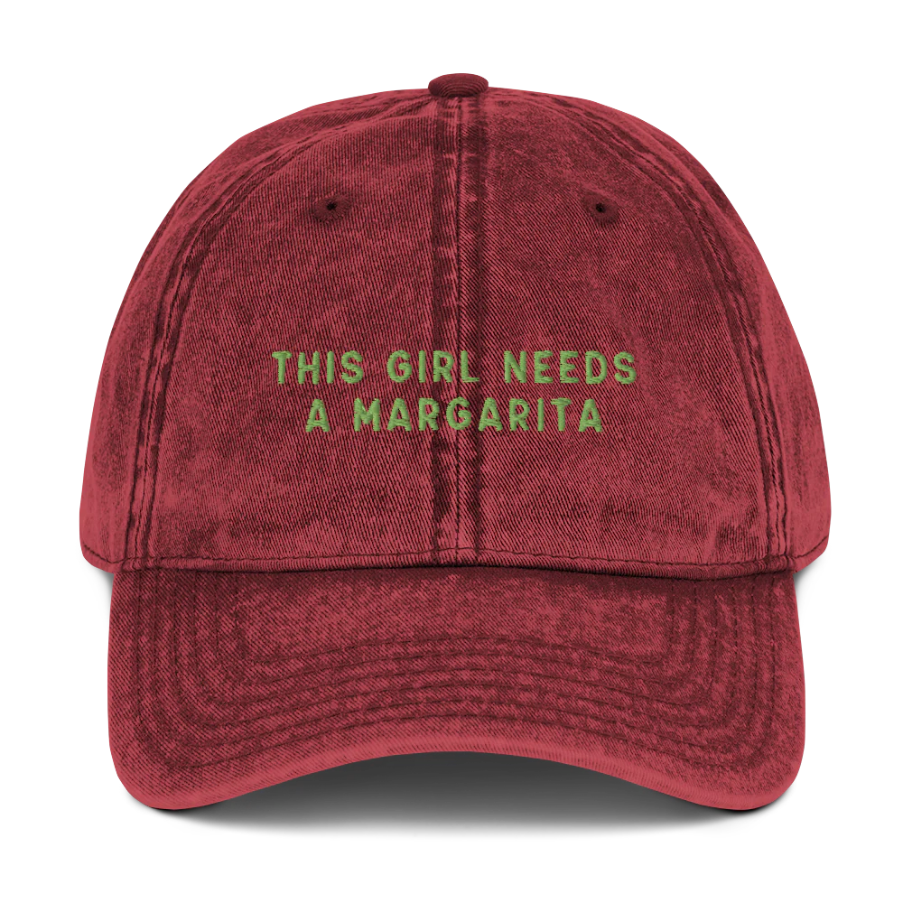 This Girl Needs A Margarita Embroidered Vintage Cap - Image 4