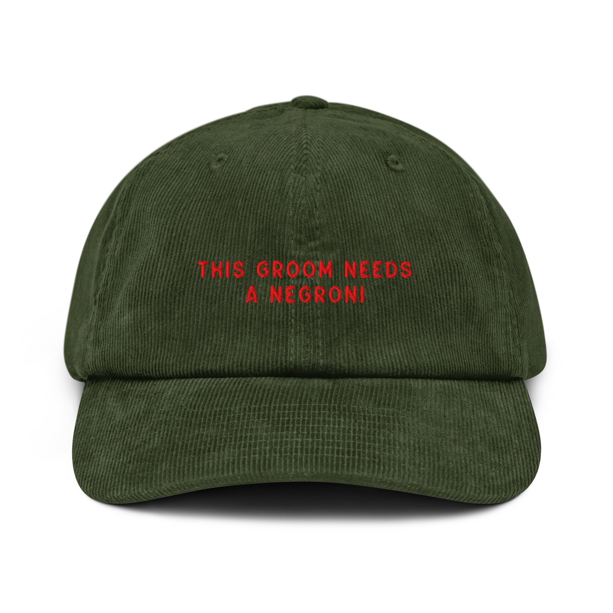 This Groom Needs a Negroni Embroidered Corduroy Hat - Image 7