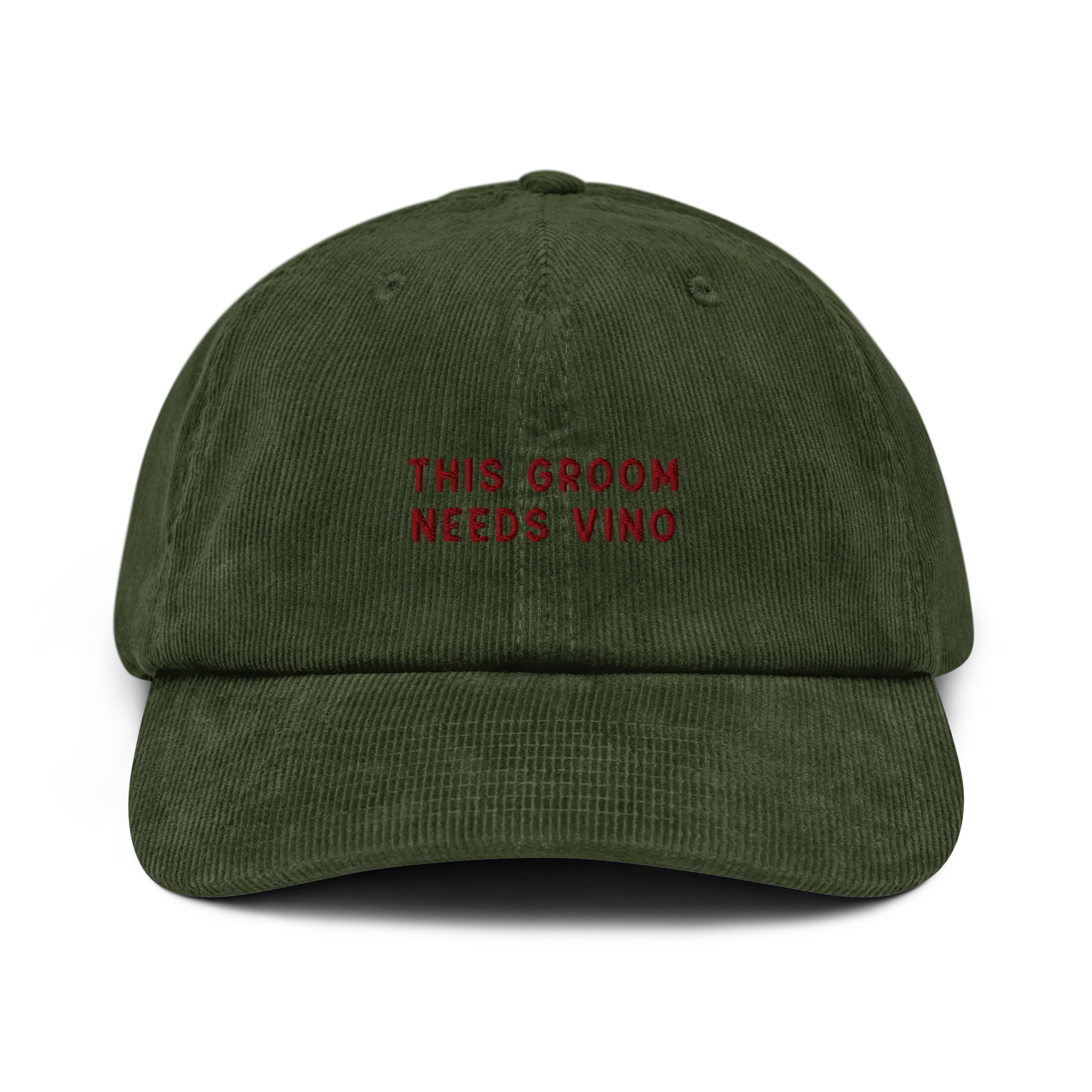 This Groom Needs Vino Embroidered Corduroy Hat - Image 4