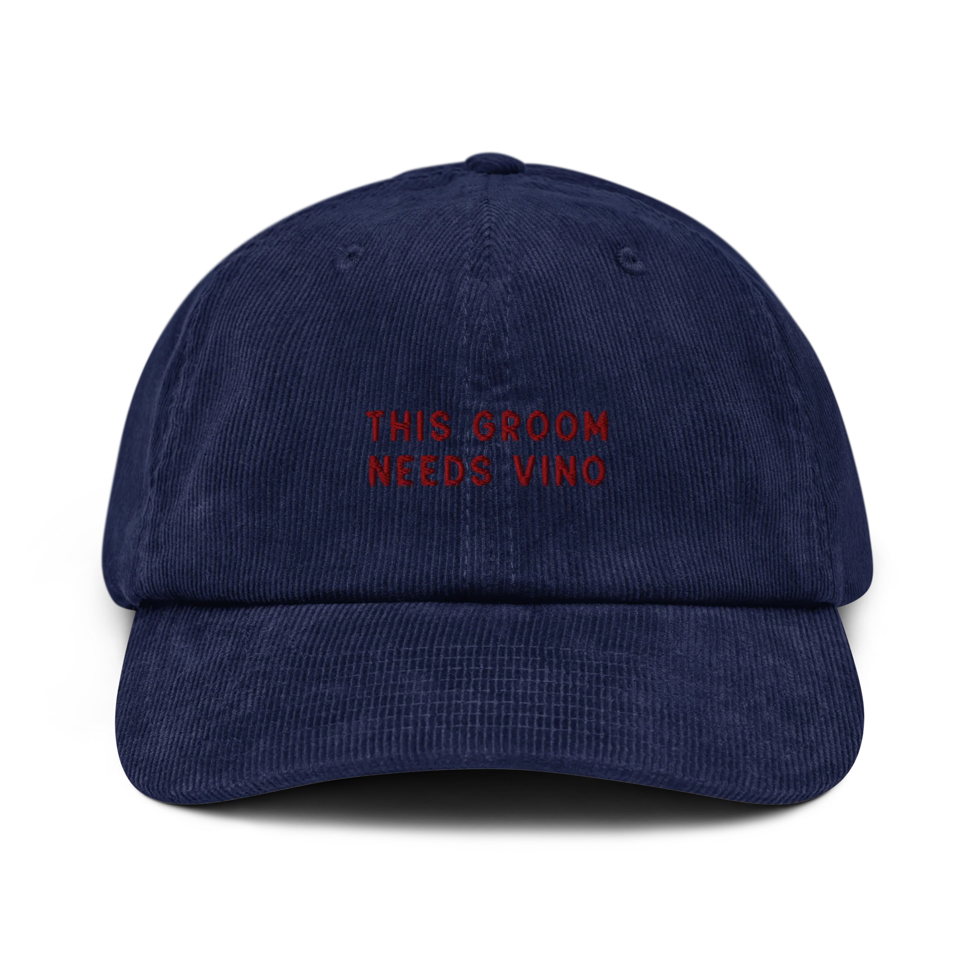 This Groom Needs Vino Embroidered Corduroy Hat - Image 7