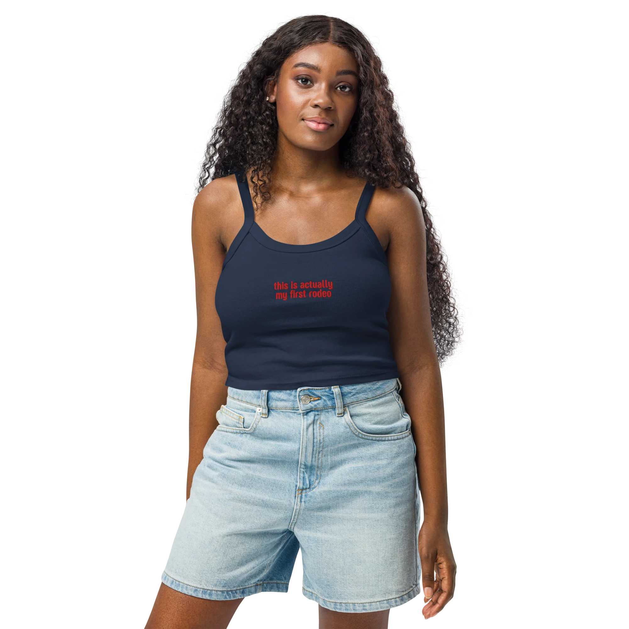 This is Actually My First Rodeo Rib Embroidered Tank Top - Image 5