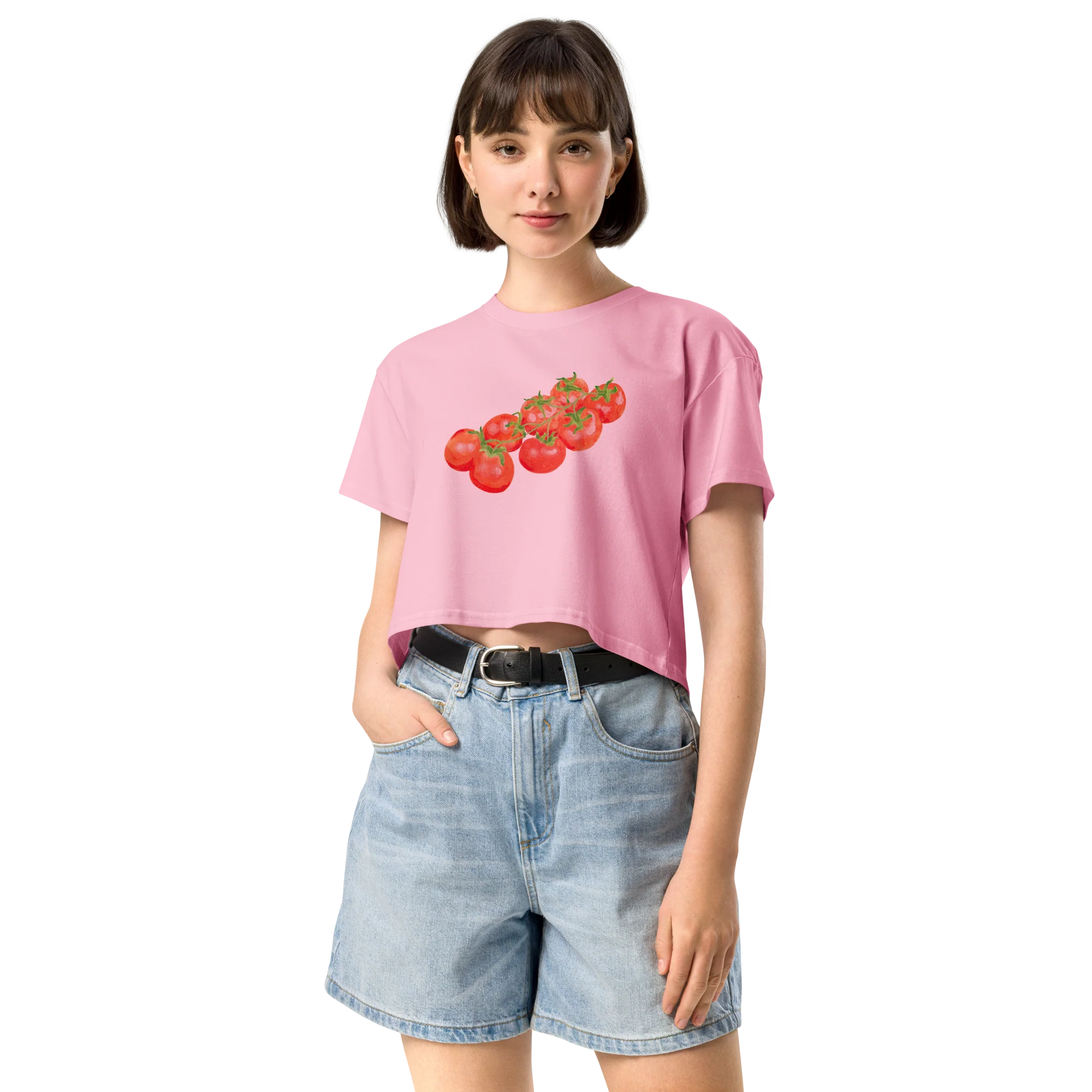 Tomato Girl Watercolor Crop Tee - Image 5