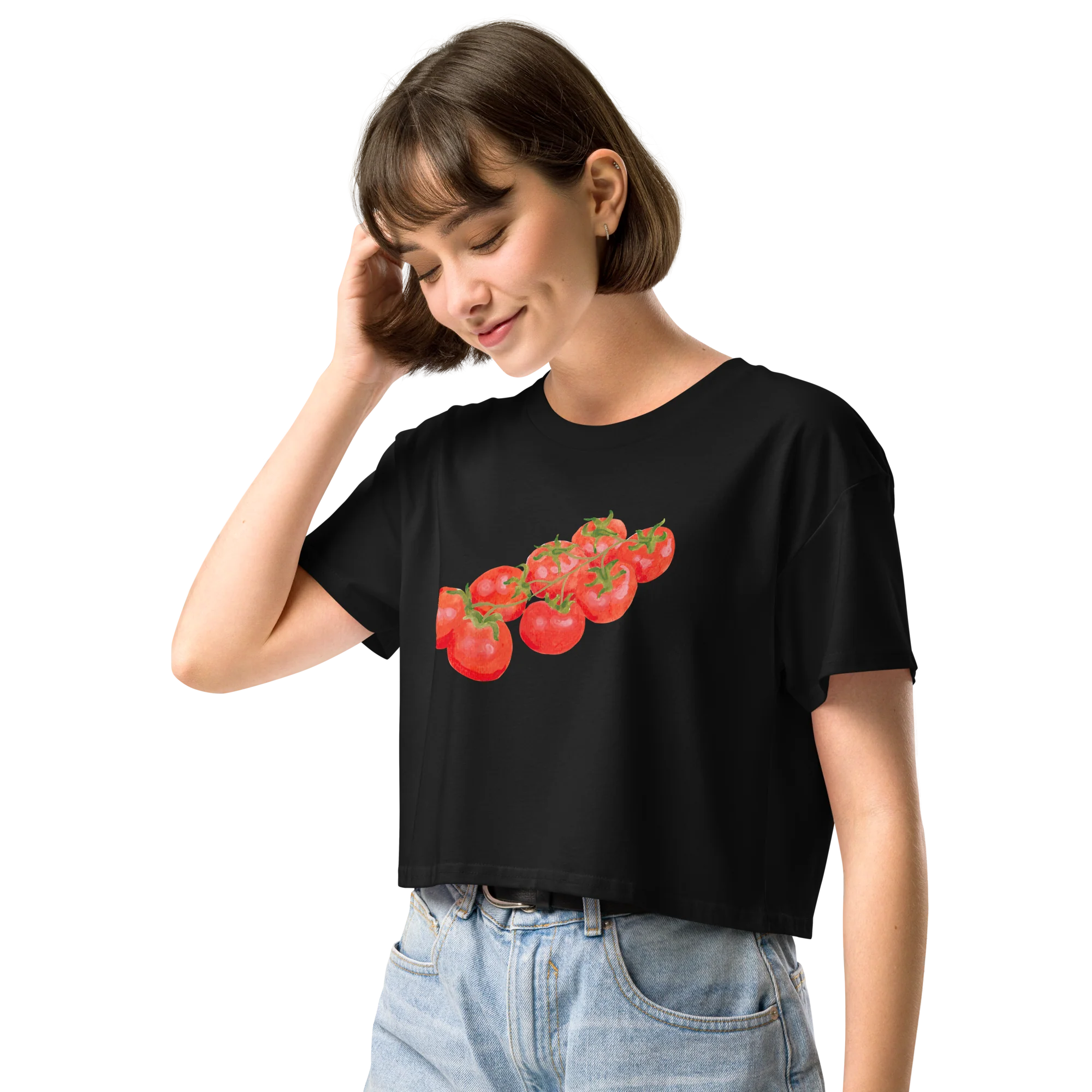 Tomato Girl Watercolor Crop Tee - Image 6