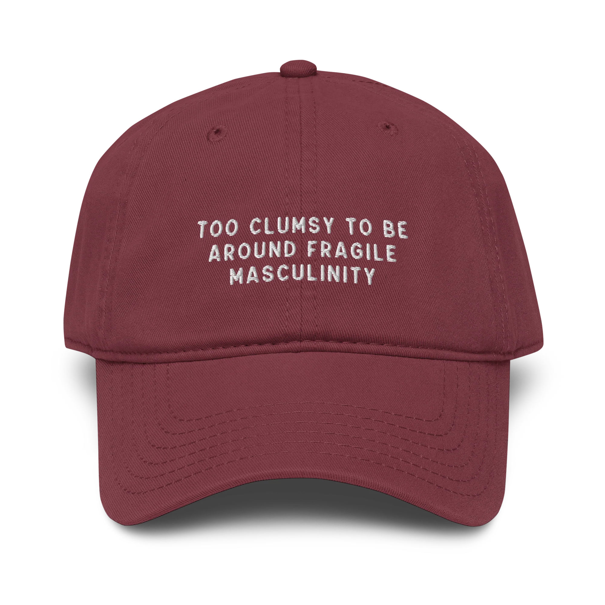 Too Clumsy Around Fragile Masculinity Embroidered Vintage Wash Baseball Cap