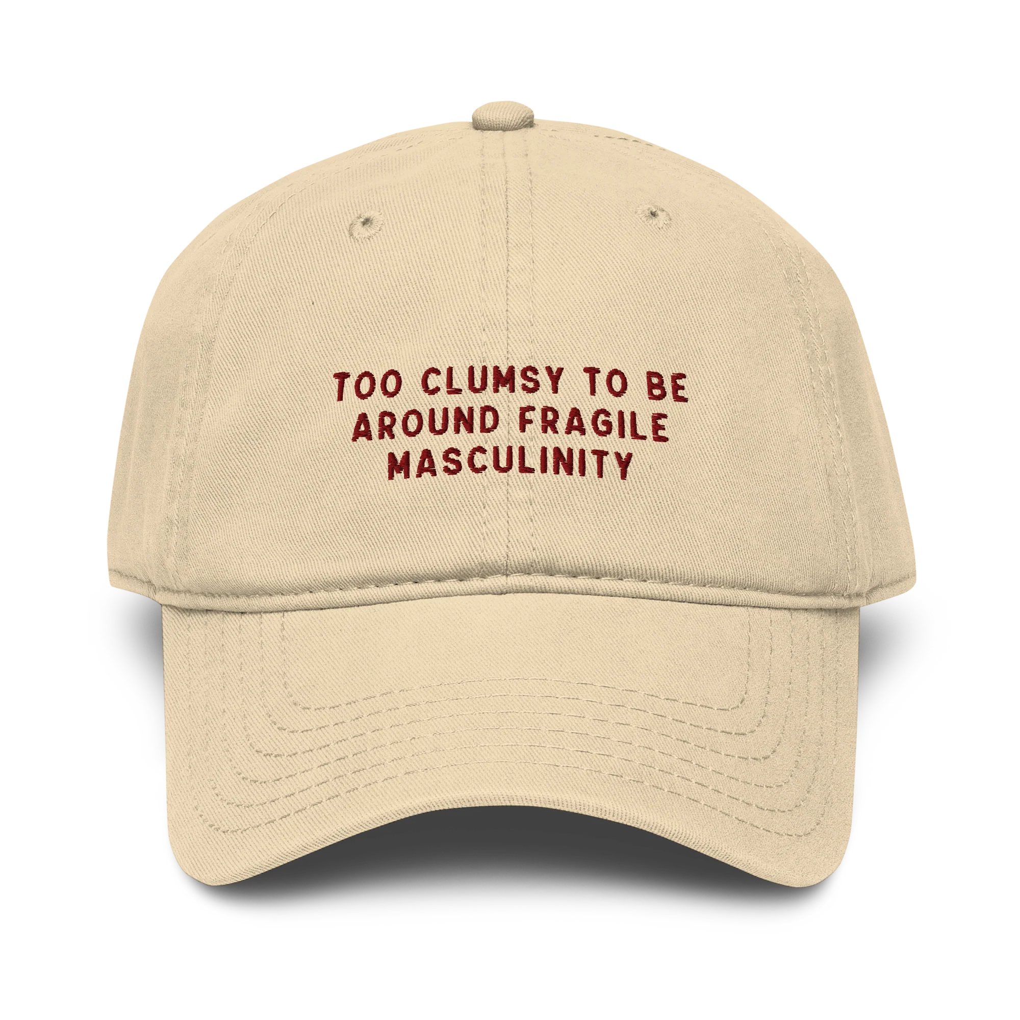 Too Clumsy Around Fragile Masculinity Embroidered Vintage Wash Baseball Cap - Image 3
