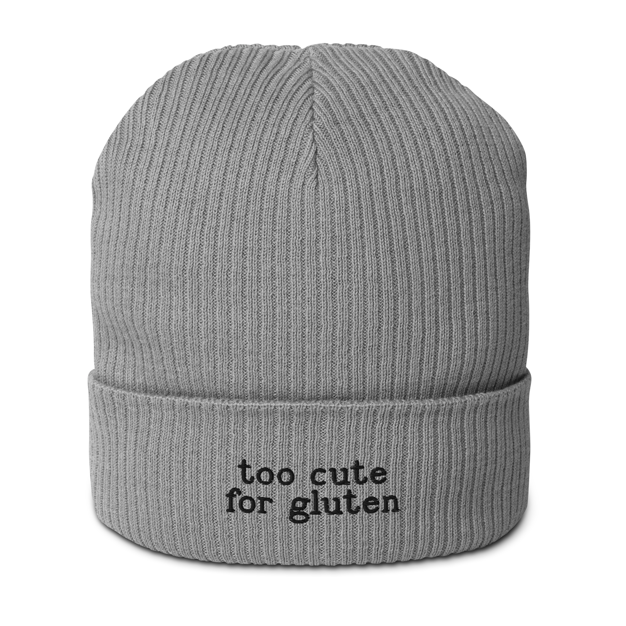 Too Cute for Gluten Embroidered Organic Ribbed Beanie - Image 10