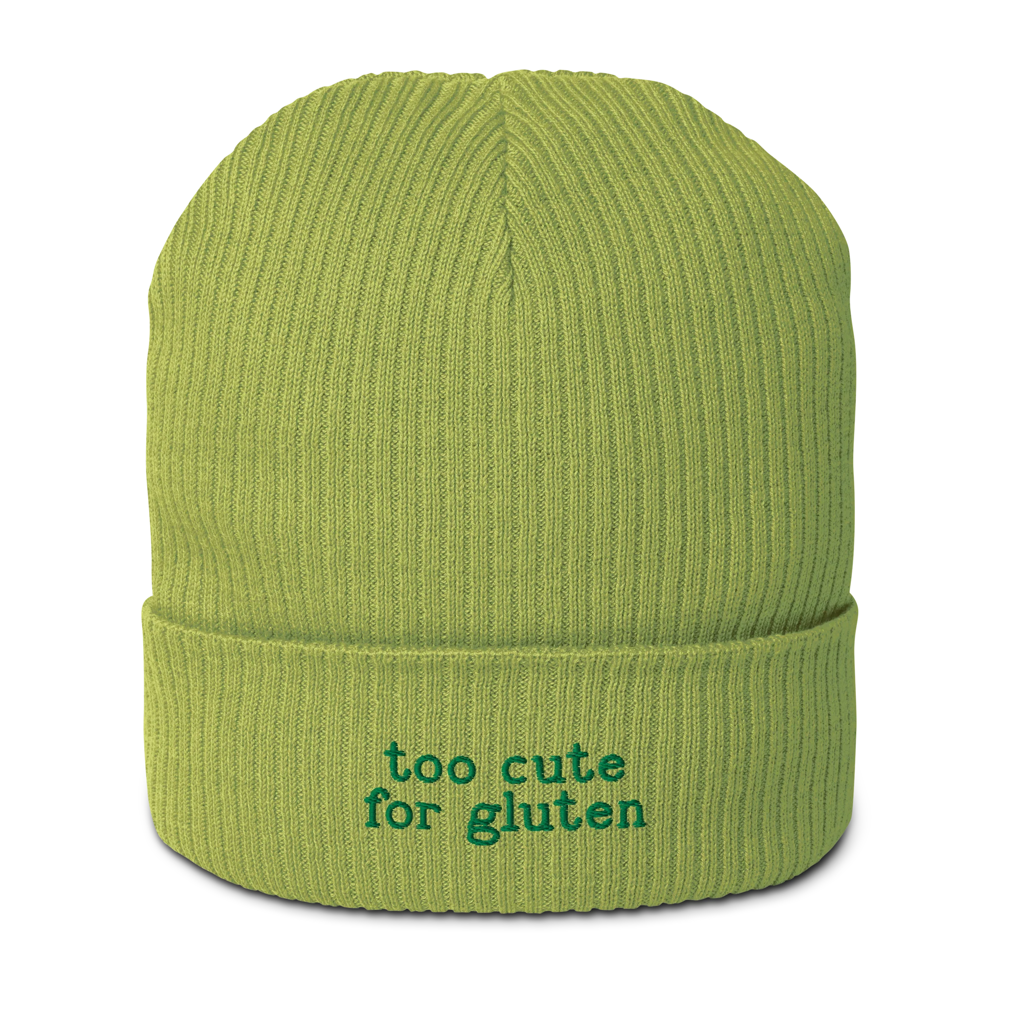 Too Cute for Gluten Embroidered Organic Ribbed Beanie - Image 6
