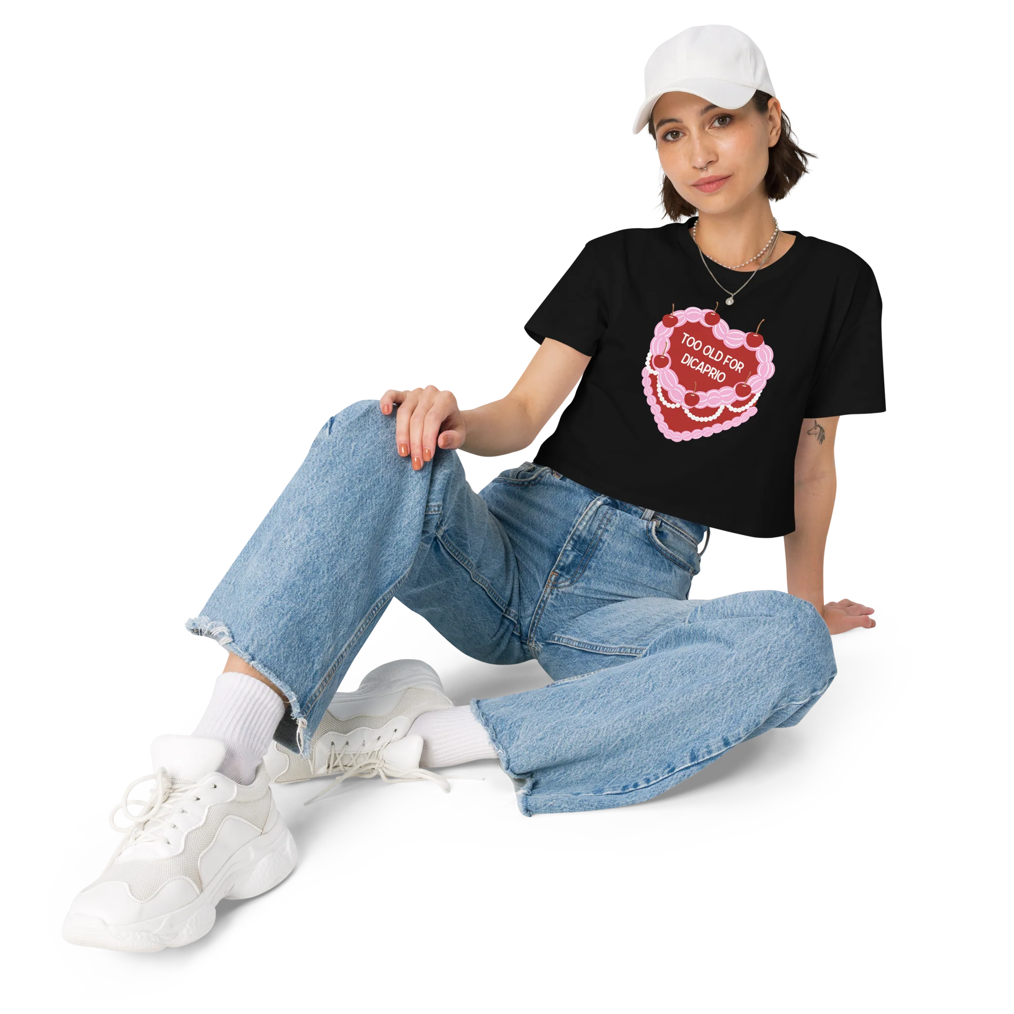 Too Old for DiCaprio Cake Crop Tee - Image 5