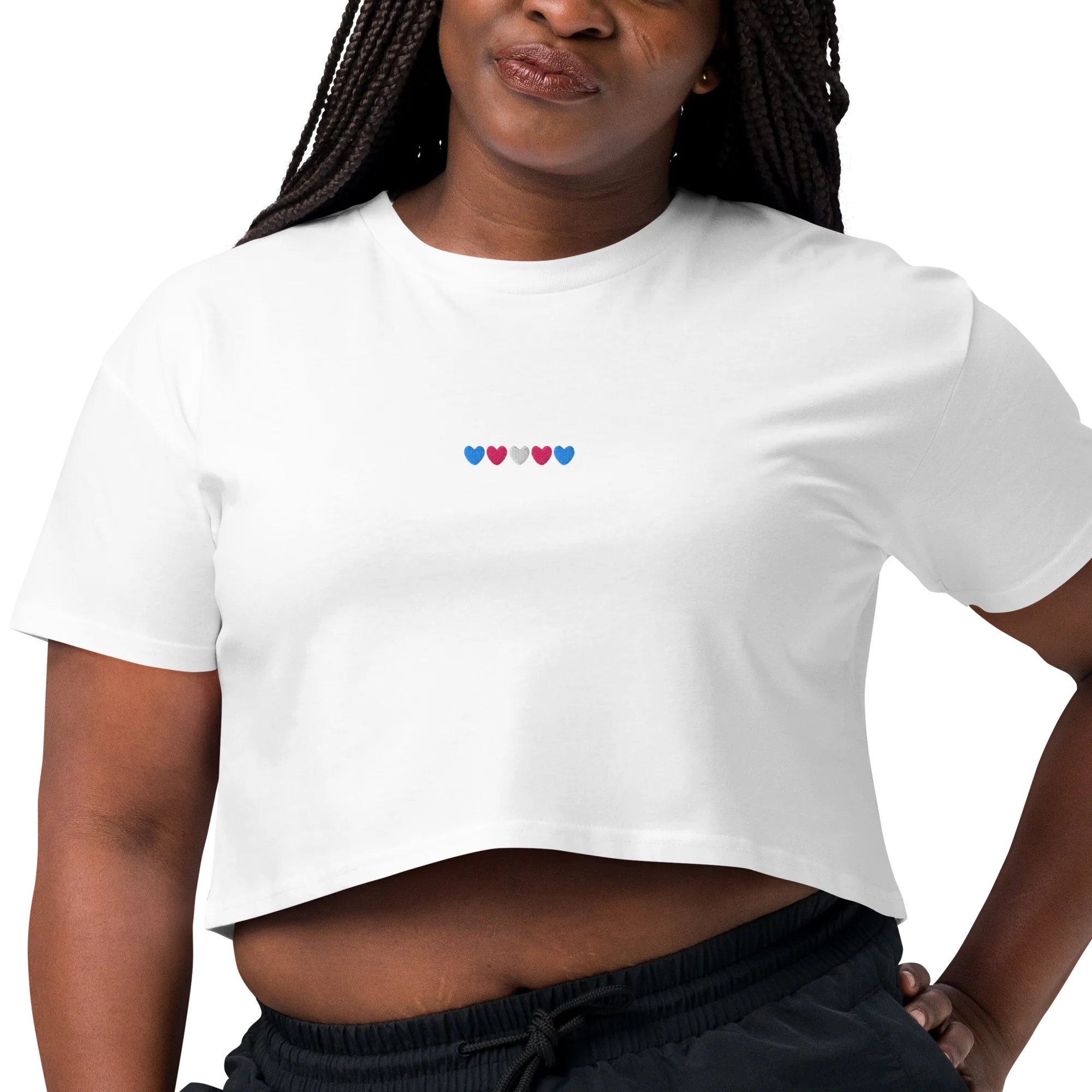 Transgender Hearts Pride Embroidered Crop Tee - Image 2