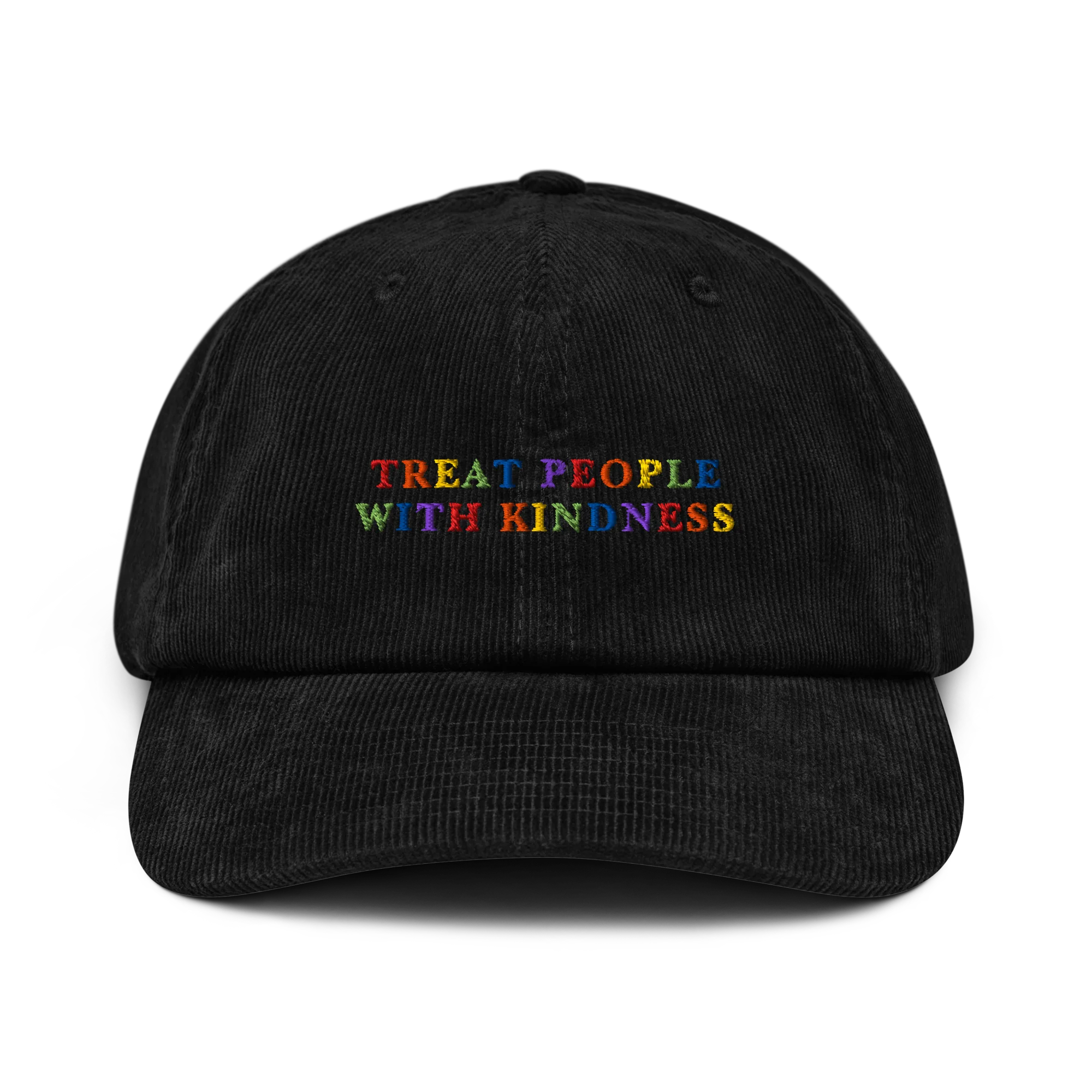 Treat People With Kindness Rainbow Embroidered Corduroy Hat - Image 10