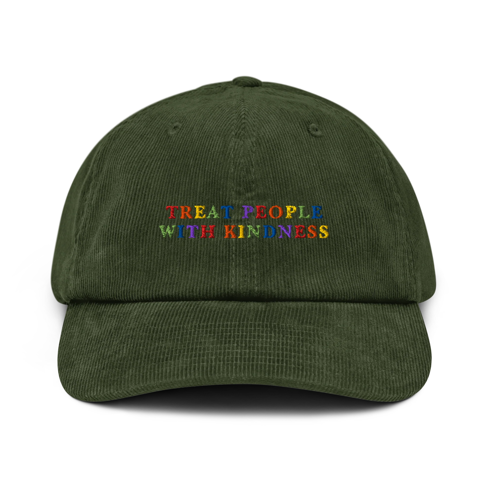 Treat People With Kindness Rainbow Embroidered Corduroy Hat - Image 9