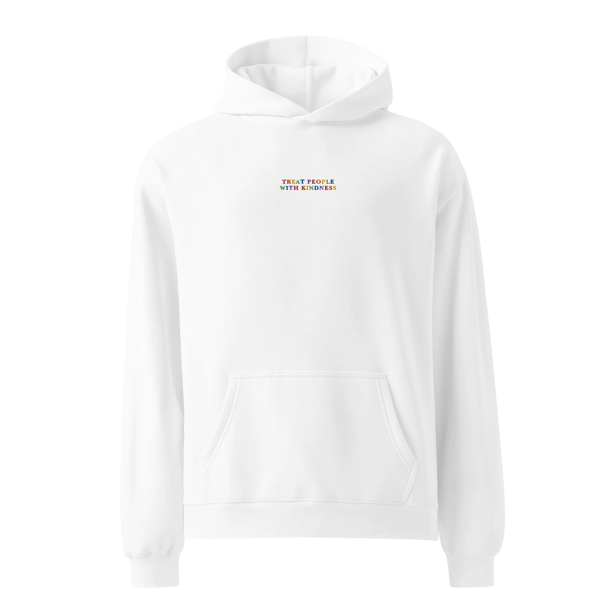 Treat People With Kindness Rainbow Embroidered Premium Oversized Hoodie