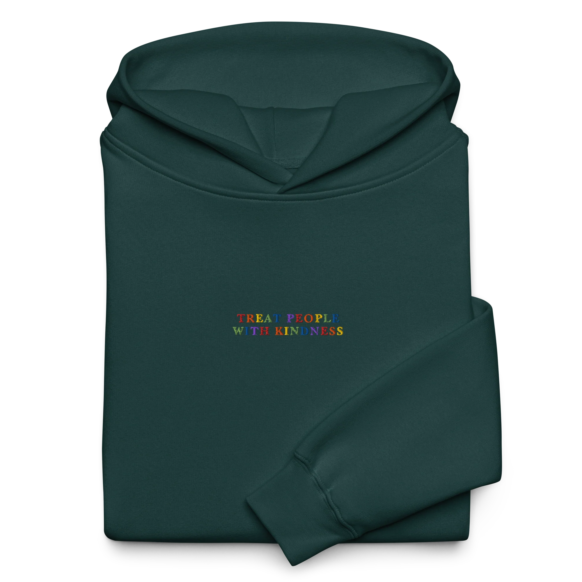 Treat People With Kindness Rainbow Embroidered Premium Oversized Hoodie - Image 4