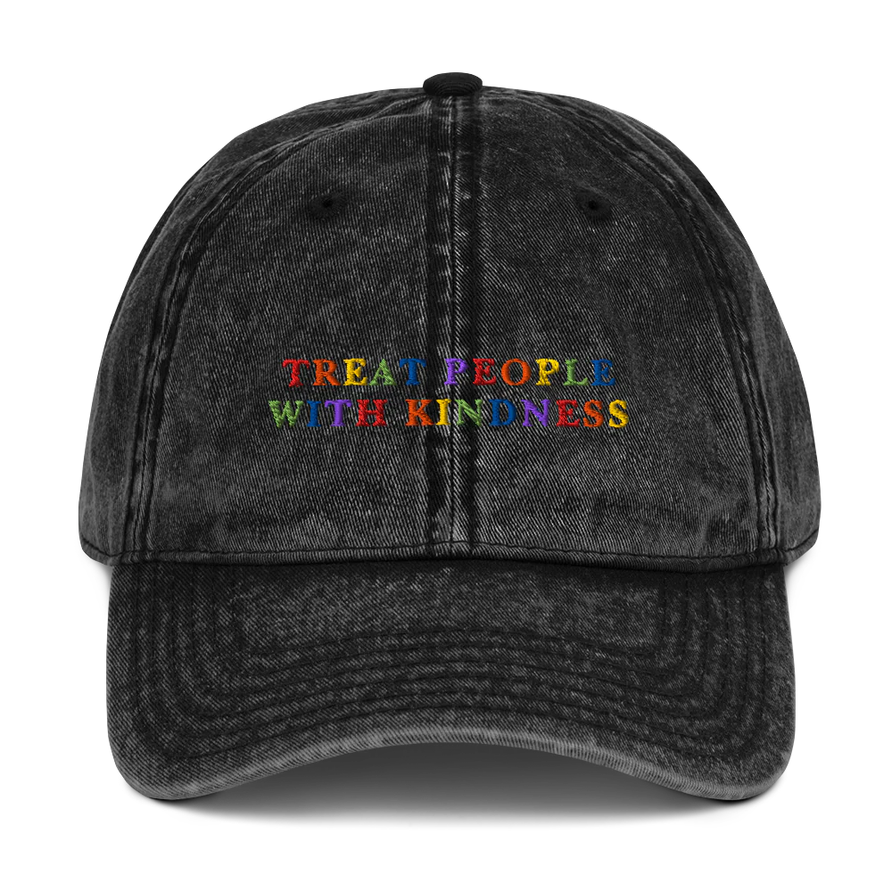 Treat People With Kindness Rainbow Embroidered Vintage Cap