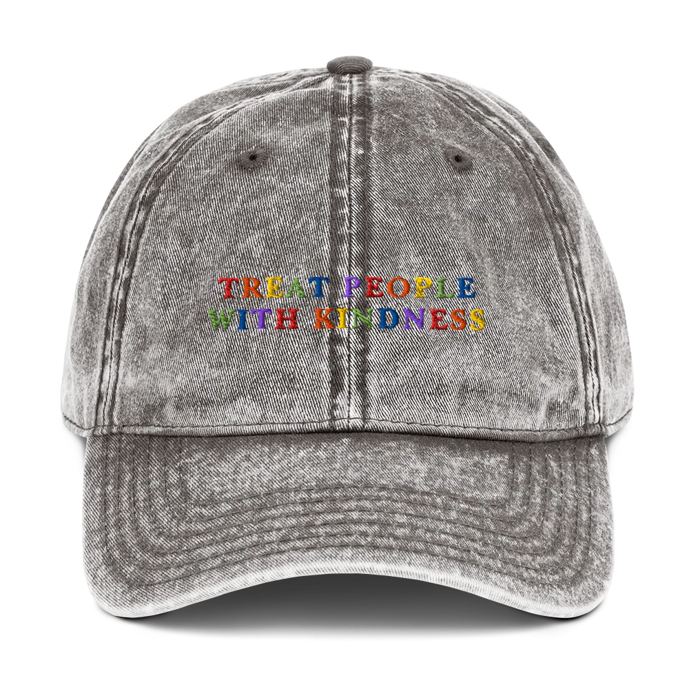 Treat People With Kindness Rainbow Embroidered Vintage Cap - Image 10