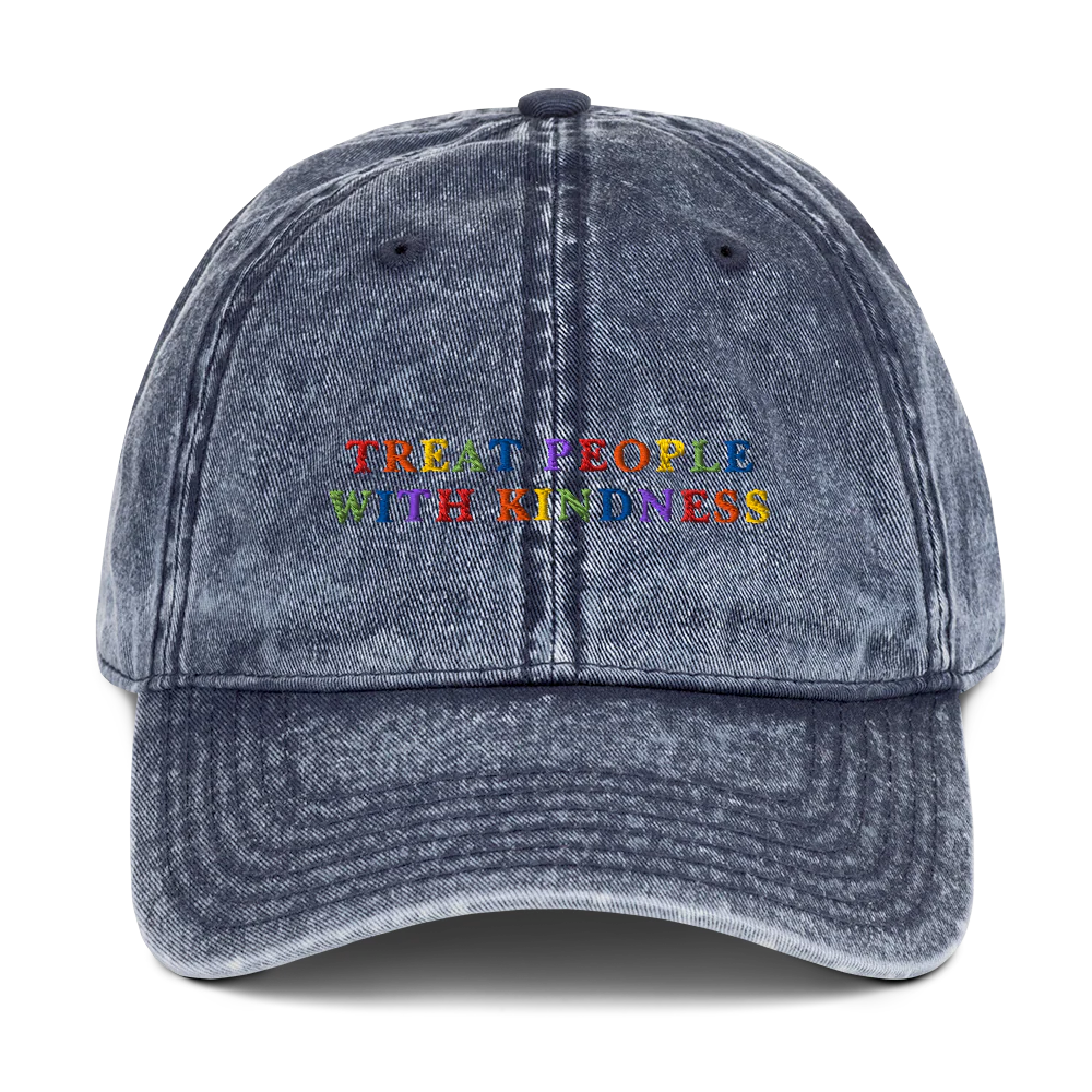 Treat People With Kindness Rainbow Embroidered Vintage Cap - Image 4