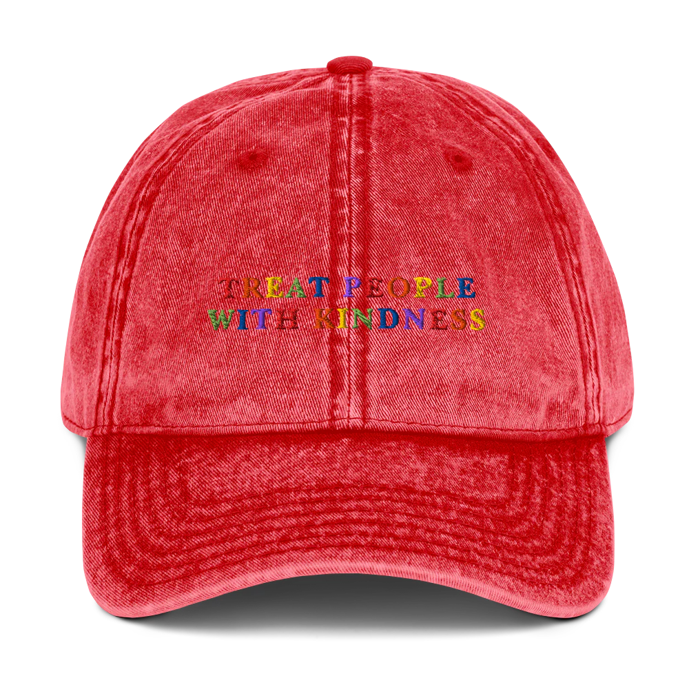 Treat People With Kindness Rainbow Embroidered Vintage Cap - Image 6
