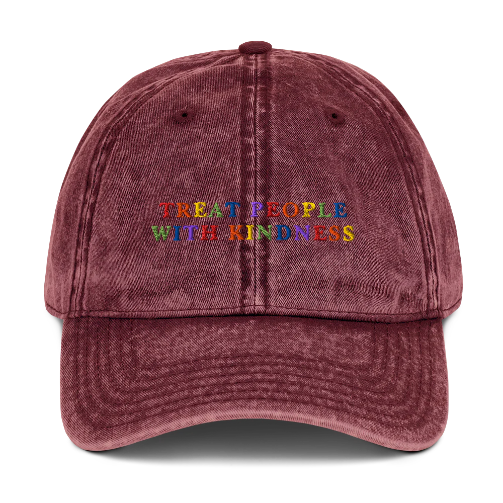 Treat People With Kindness Rainbow Embroidered Vintage Cap - Image 9