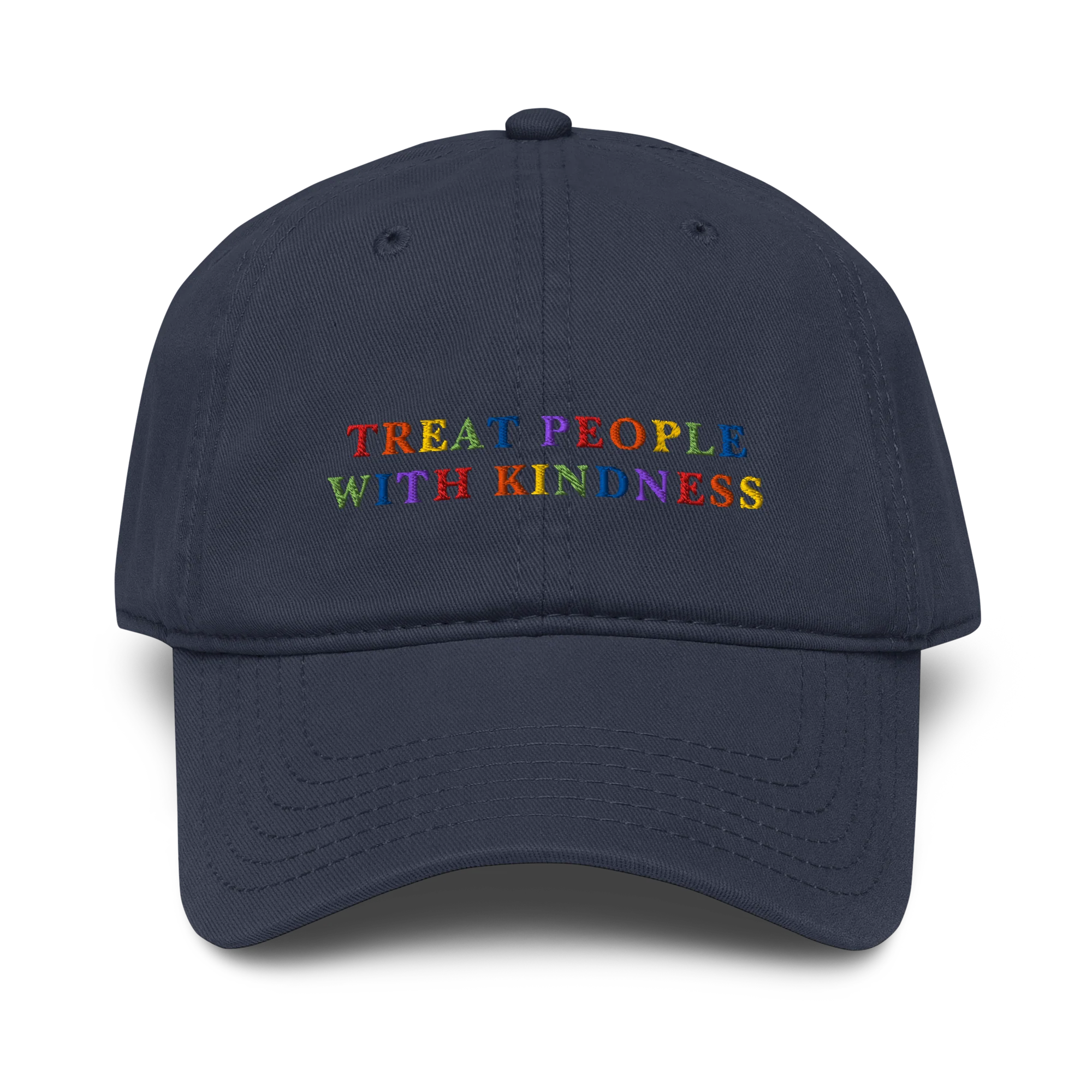 Treat People With Kindness Rainbow Embroidered Vintage Wash Baseball Cap - Image 2