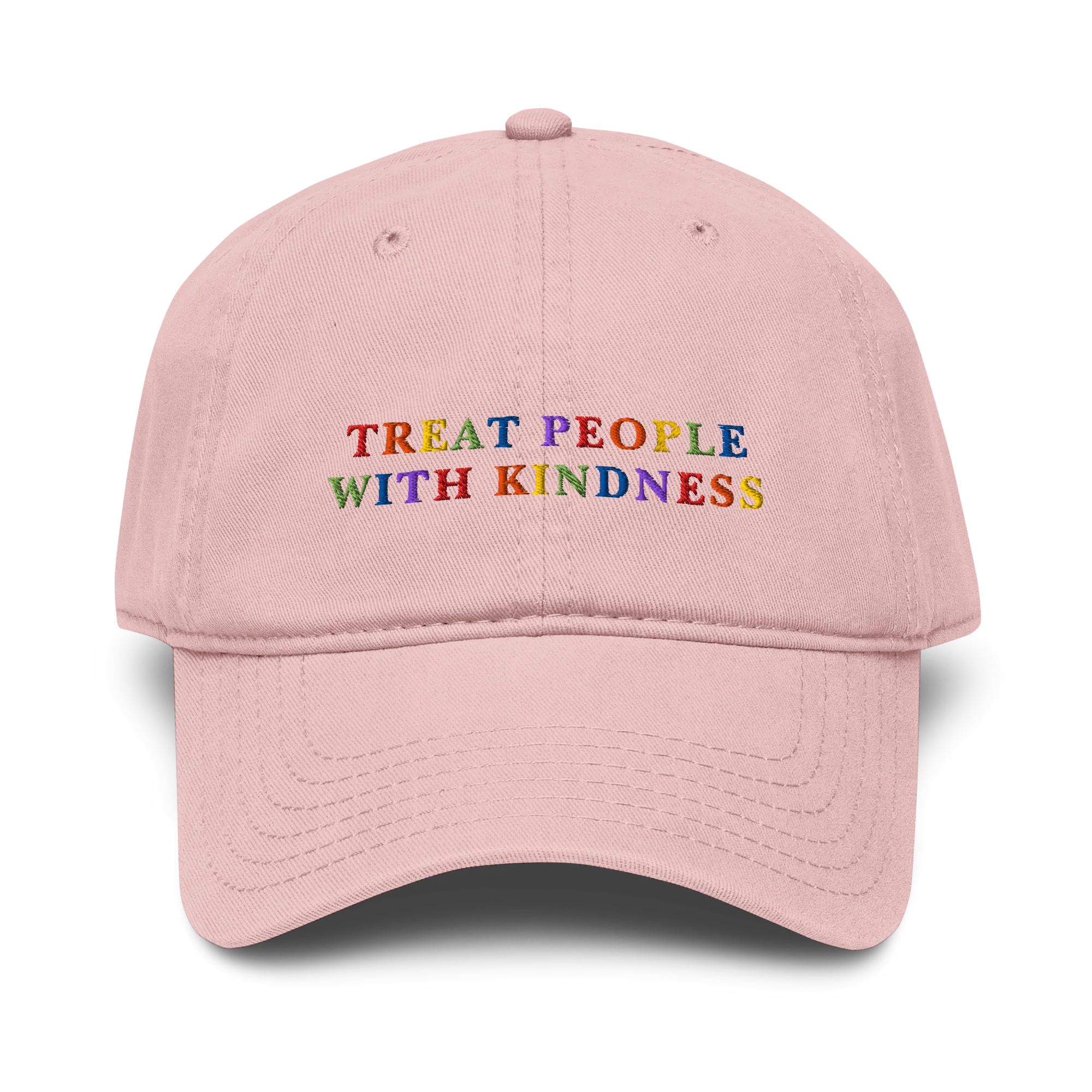 Treat People With Kindness Rainbow Embroidered Vintage Wash Baseball Cap - Image 5