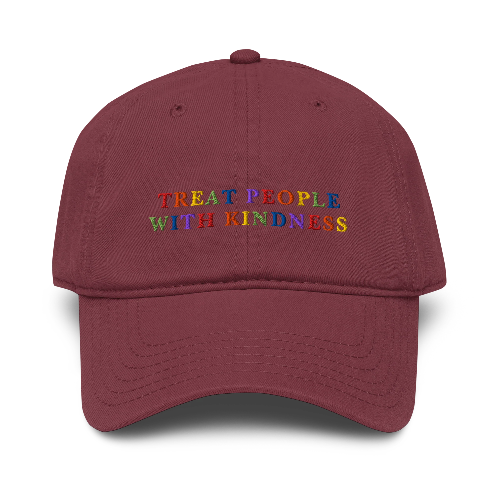 Treat People With Kindness Rainbow Embroidered Vintage Wash Baseball Cap - Image 6