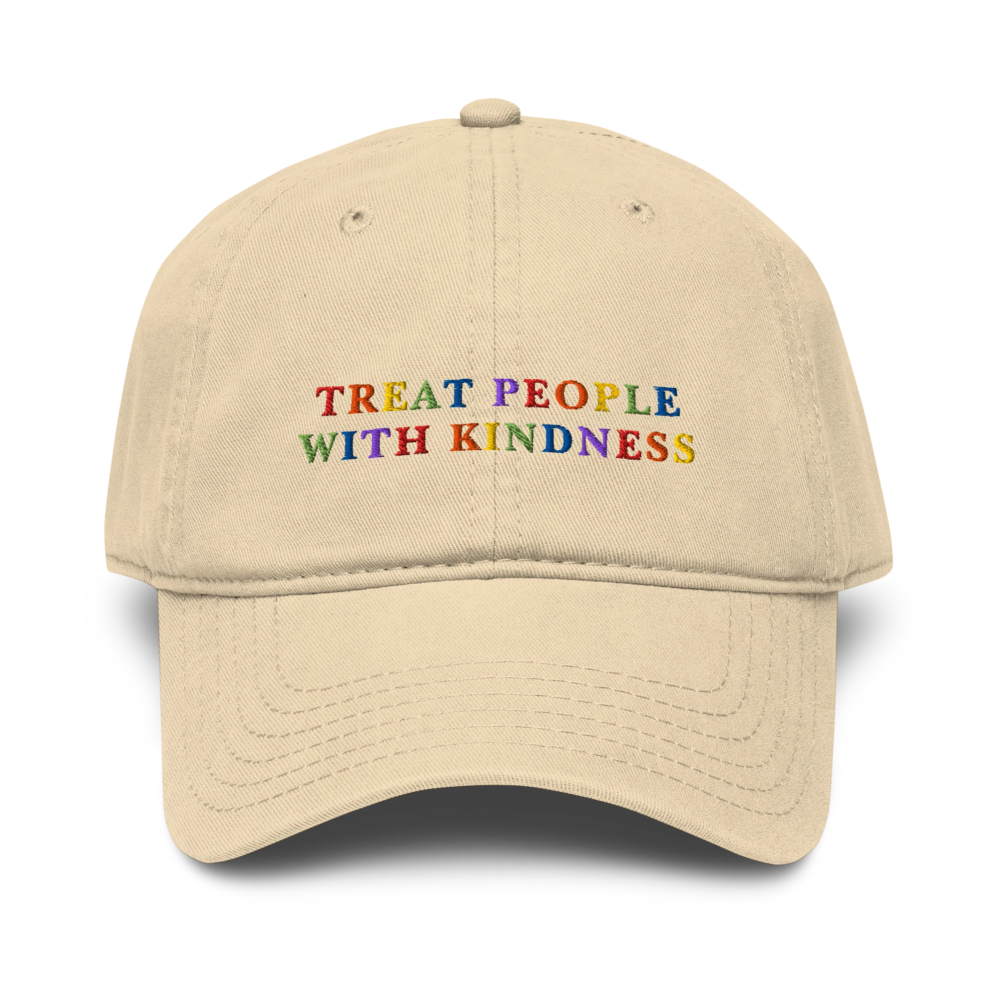Treat People With Kindness Rainbow Embroidered Vintage Wash Baseball Cap - Image 7