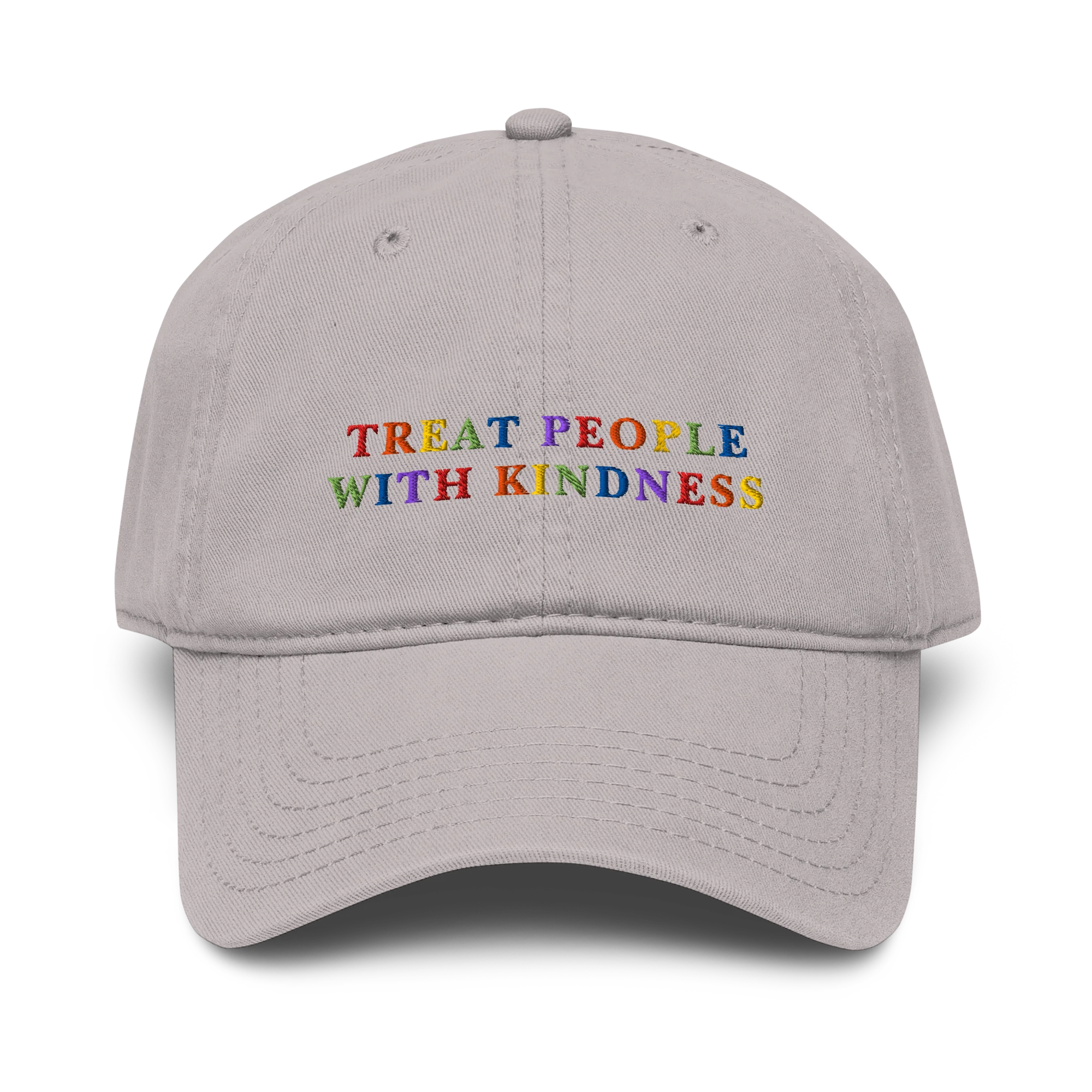 Treat People With Kindness Rainbow Embroidered Vintage Wash Baseball Cap - Image 8