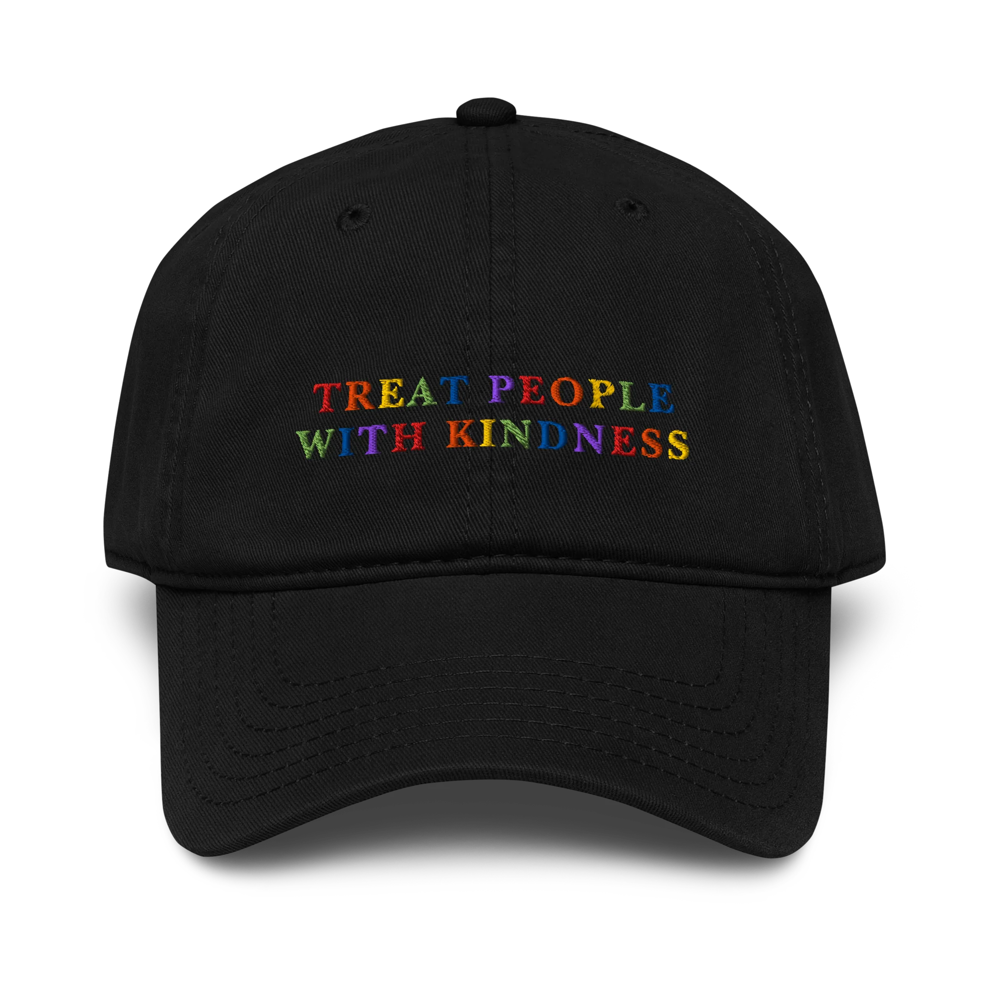 Treat People With Kindness Rainbow Embroidered Vintage Wash Baseball Cap - Image 9