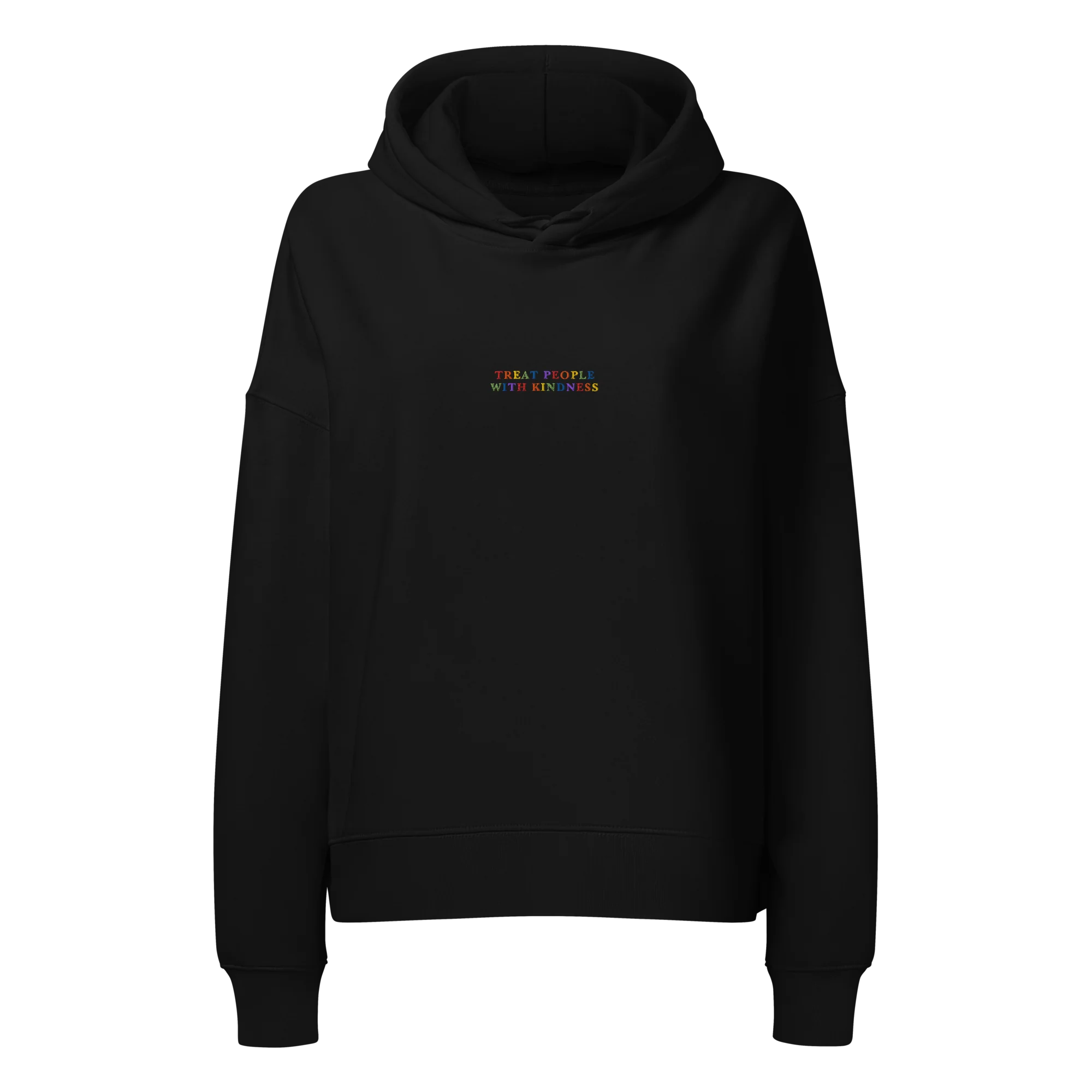 Treat People With Kindness Rainbow Embroidered Women’s Organic Hoodie - Image 8