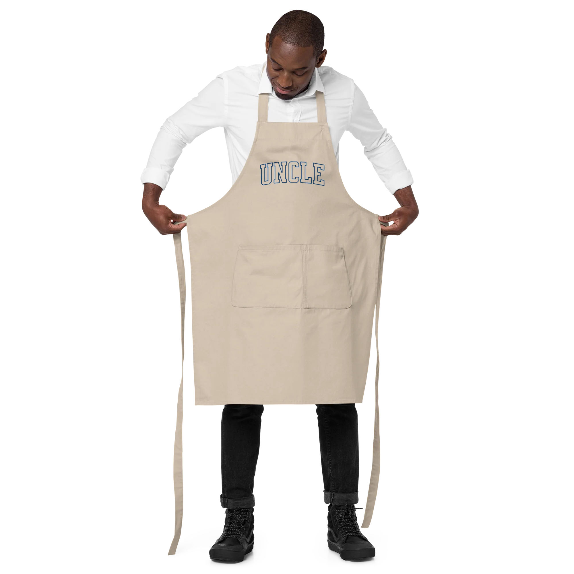 Uncle Embroidered Organic Cotton Apron - Image 5