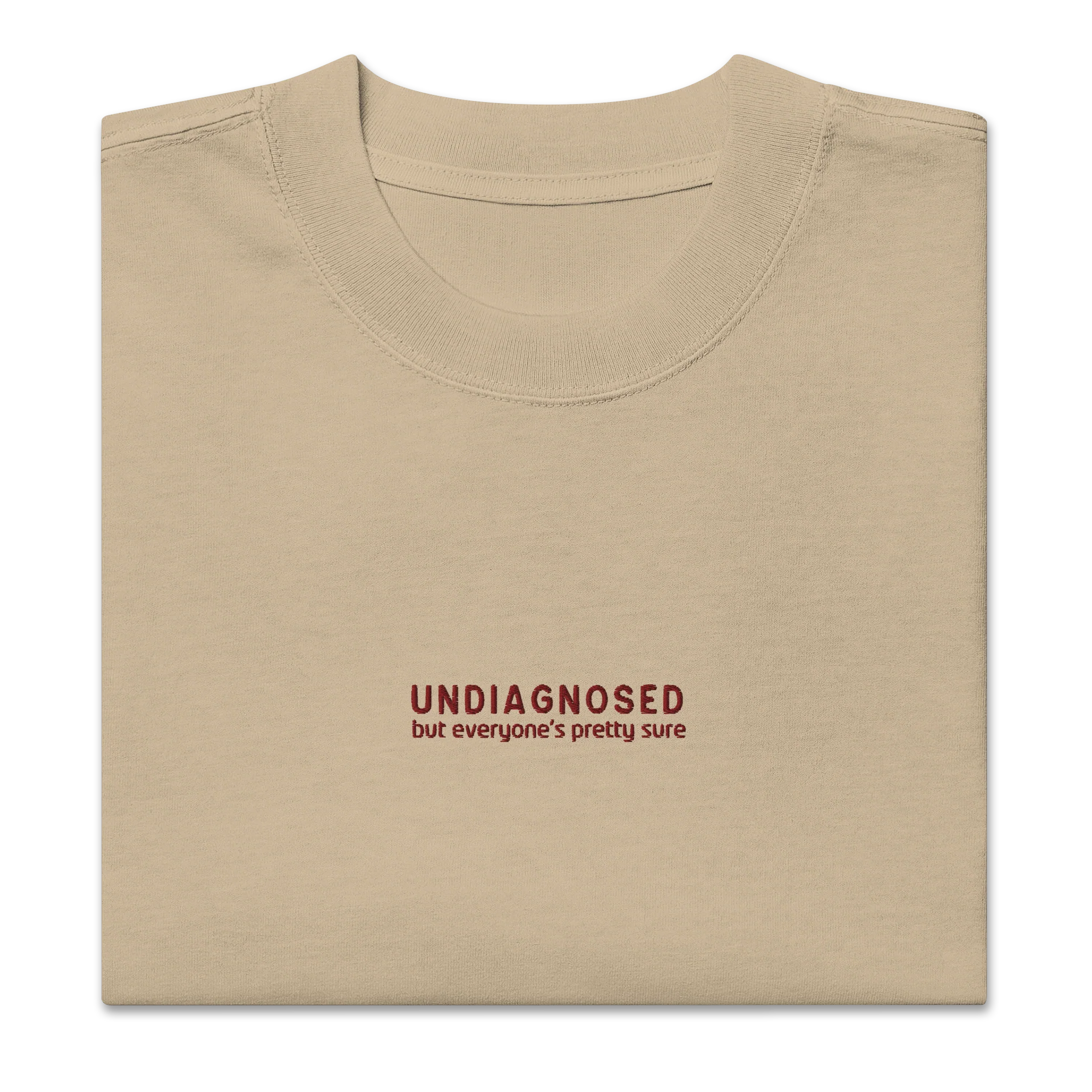 Undiagnosed But Everyone's Pretty Sure Embroidered Oversized Faded T-Shirt - Image 3