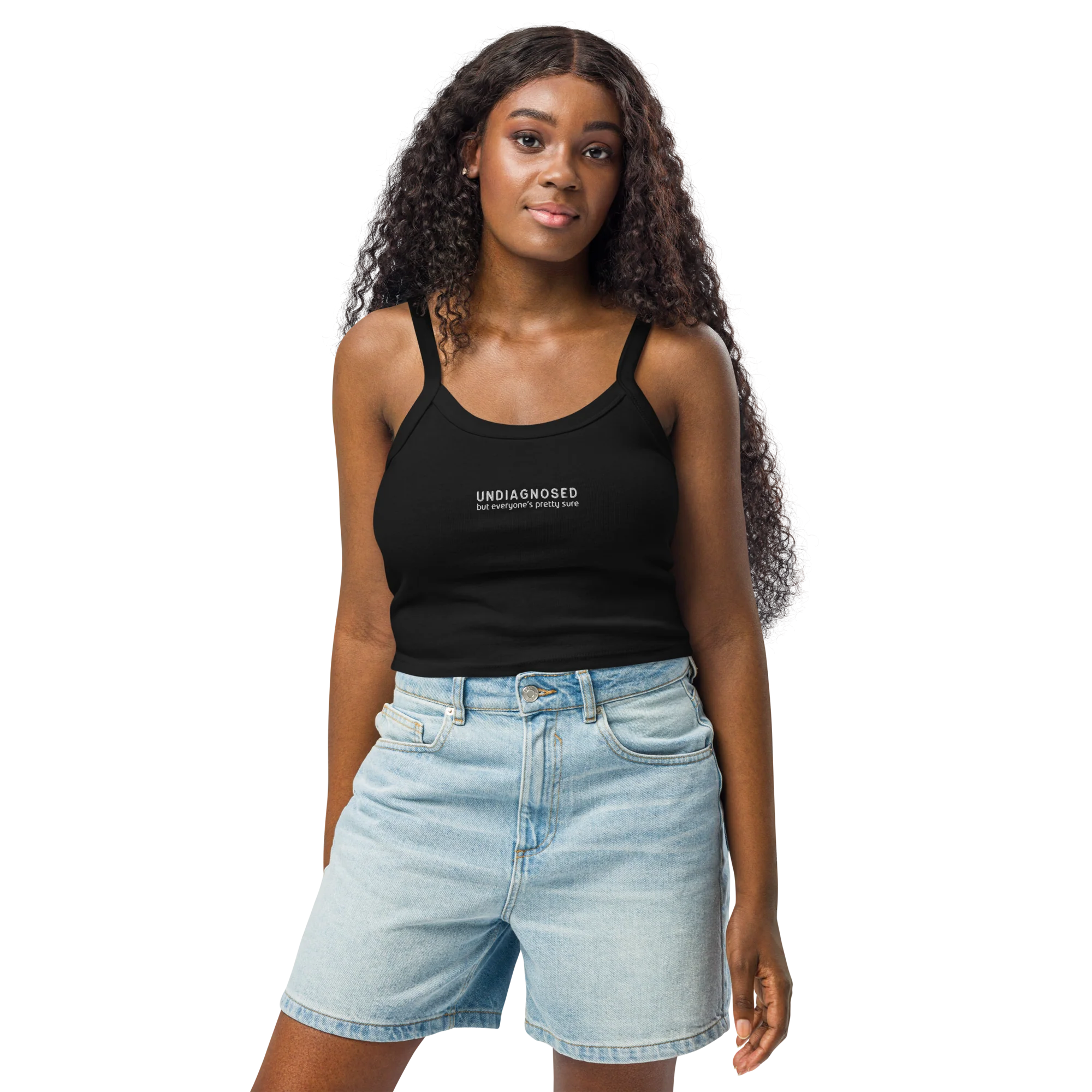 Undiagnosed But Everyone's Pretty Sure Rib Embroidered Tank Top - Image 2