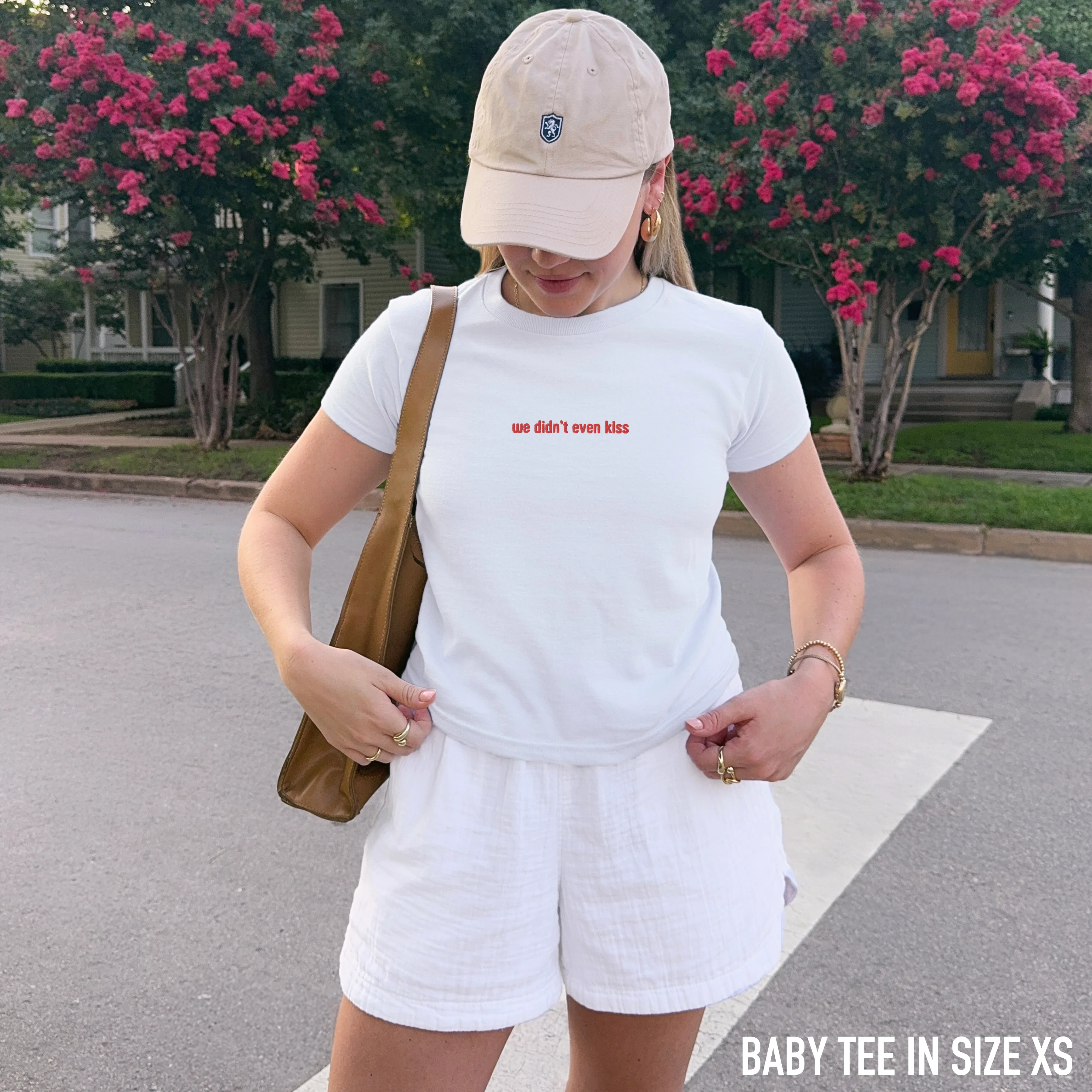 We Didn't Even Kiss HR Embroidered Baby Tee - Image 2