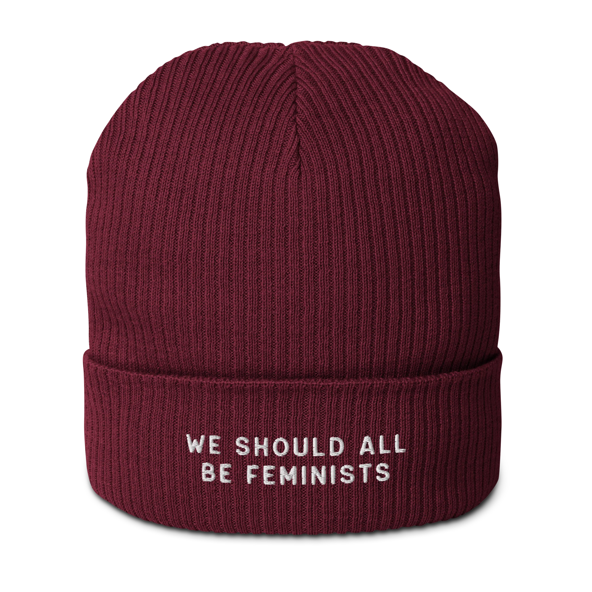 We Should All Be Feminists Embroidered Organic Ribbed Beanie