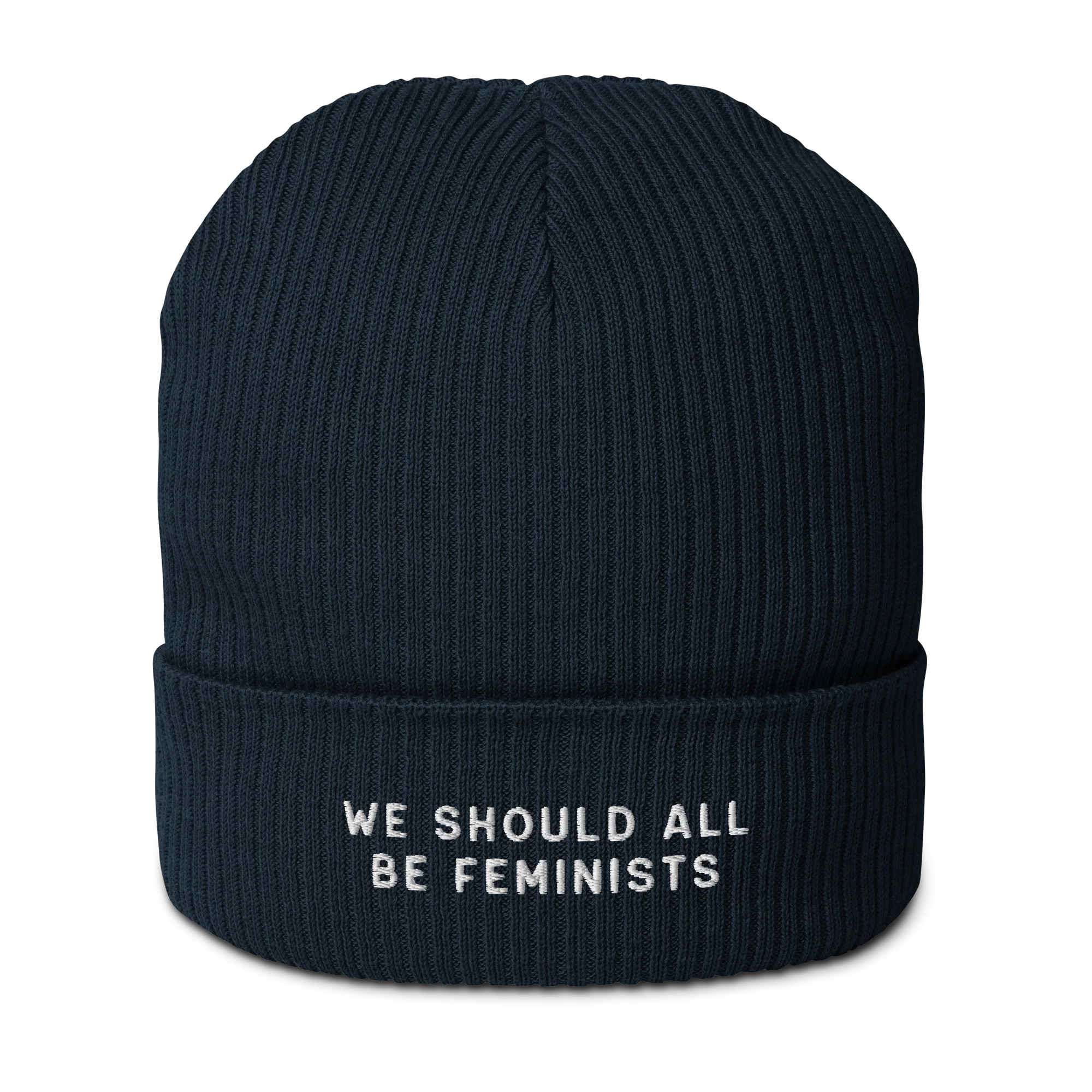 We Should All Be Feminists Embroidered Organic Ribbed Beanie - Image 3