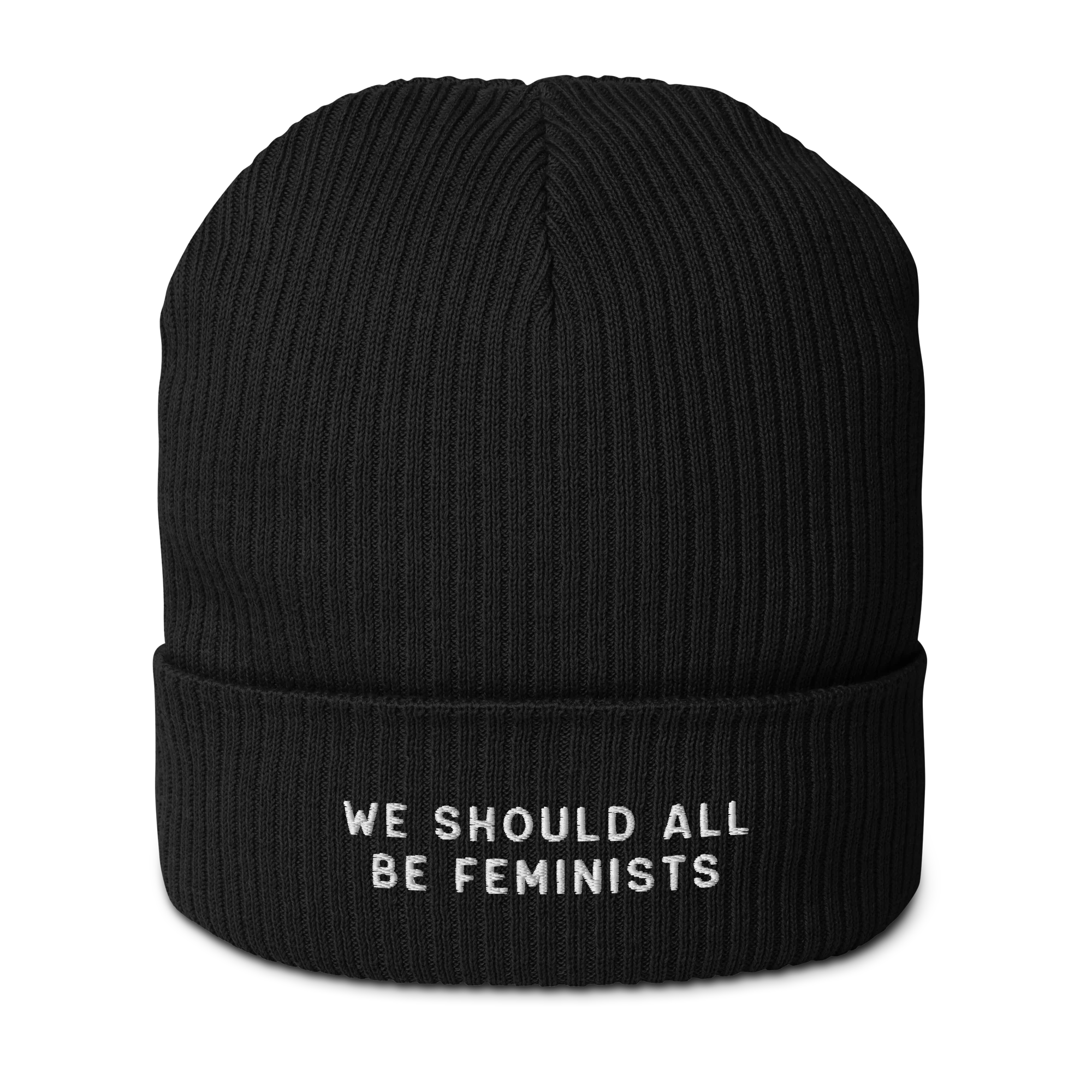 We Should All Be Feminists Embroidered Organic Ribbed Beanie - Image 4
