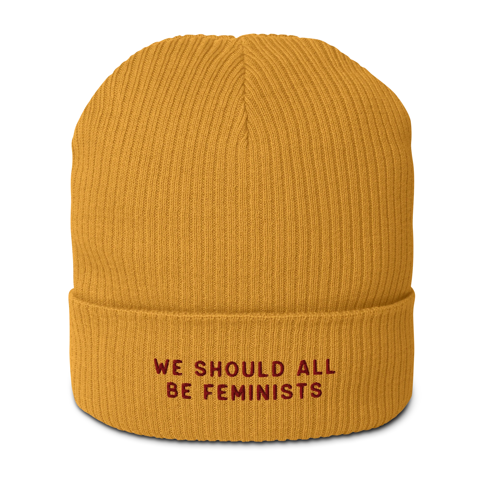 We Should All Be Feminists Embroidered Organic Ribbed Beanie - Image 7