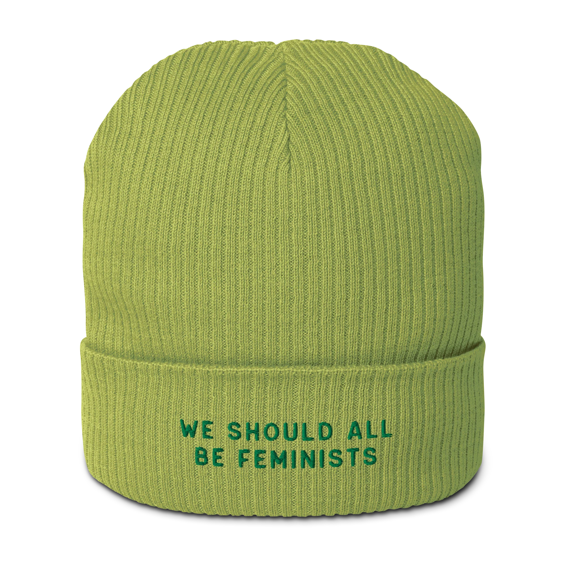 We Should All Be Feminists Embroidered Organic Ribbed Beanie - Image 8