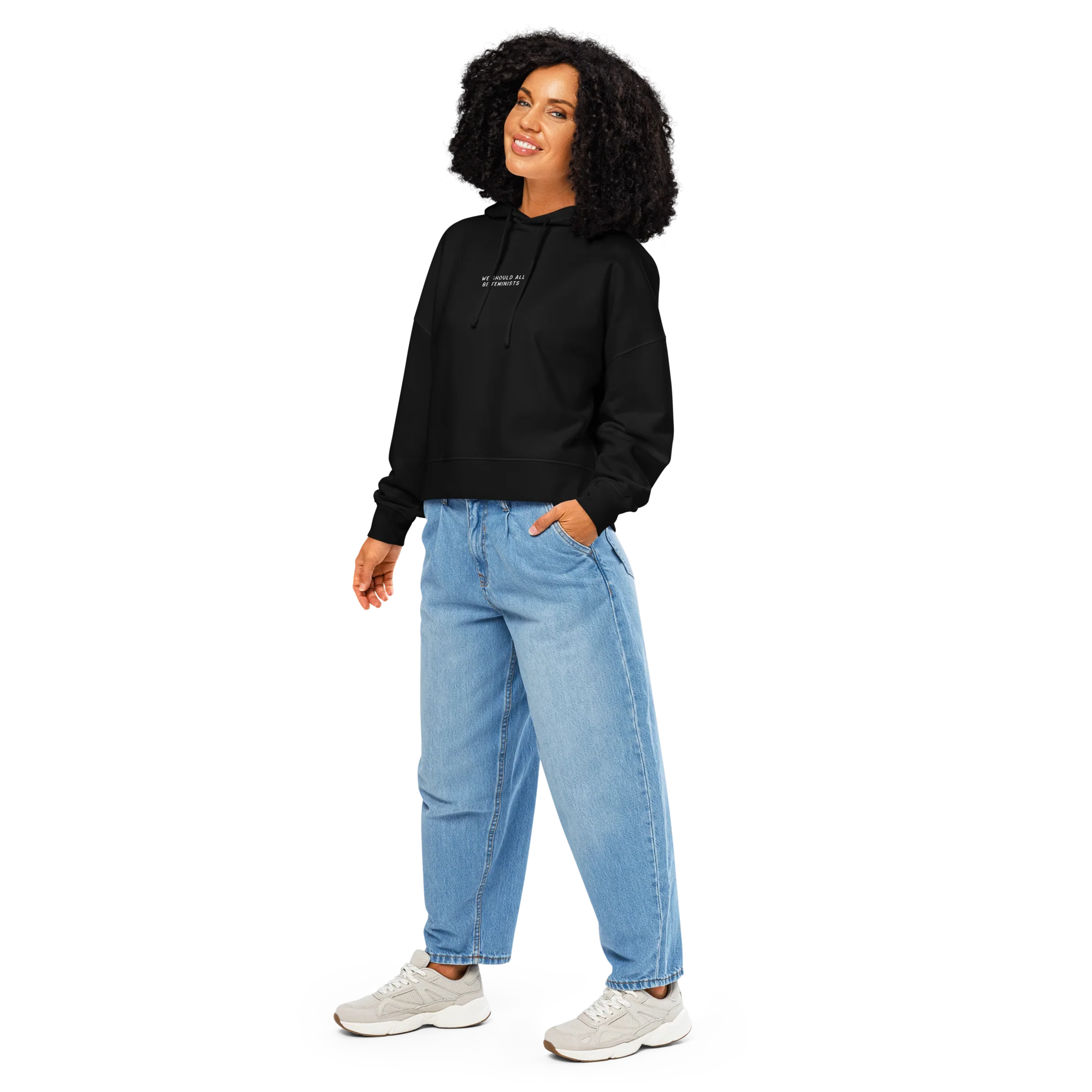 We Should All Be Feminists Embroidered Women’s Organic Hoodie - Image 6